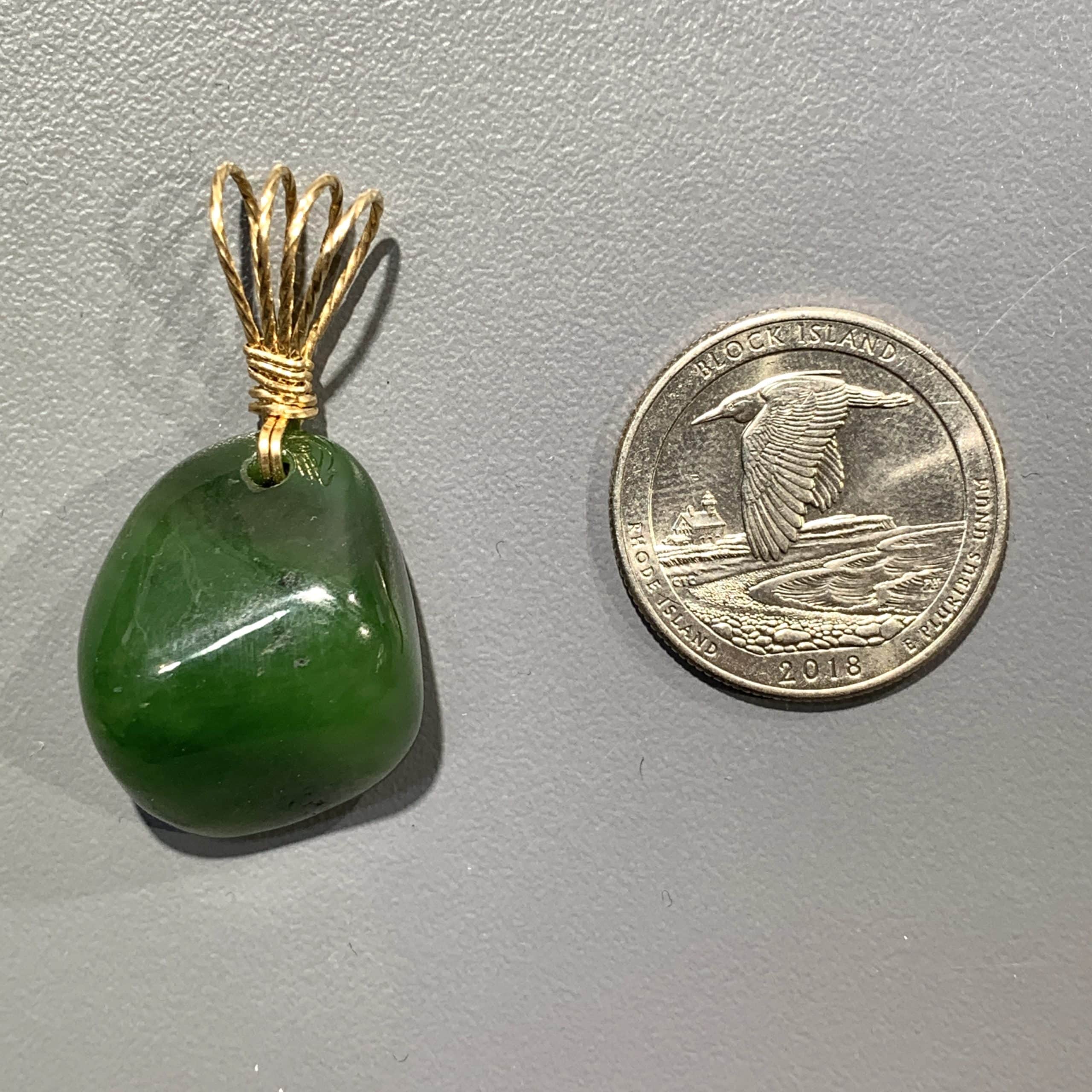 Jade (Nephrite) freeform pendant for necklace w fancy bale healing crystal - Image 3