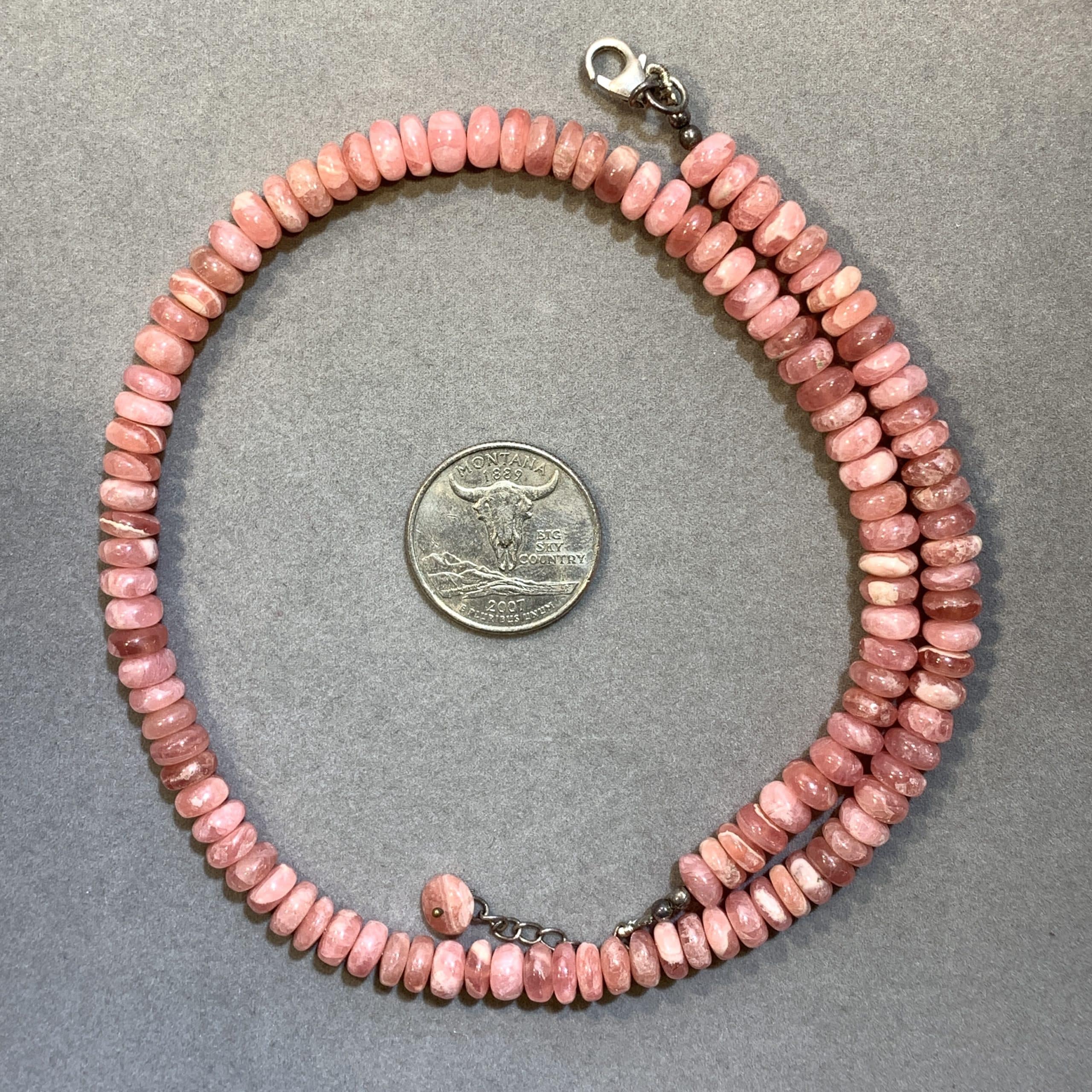 Rhodochrosite necklace - gel beads - healing crystals - Image 2
