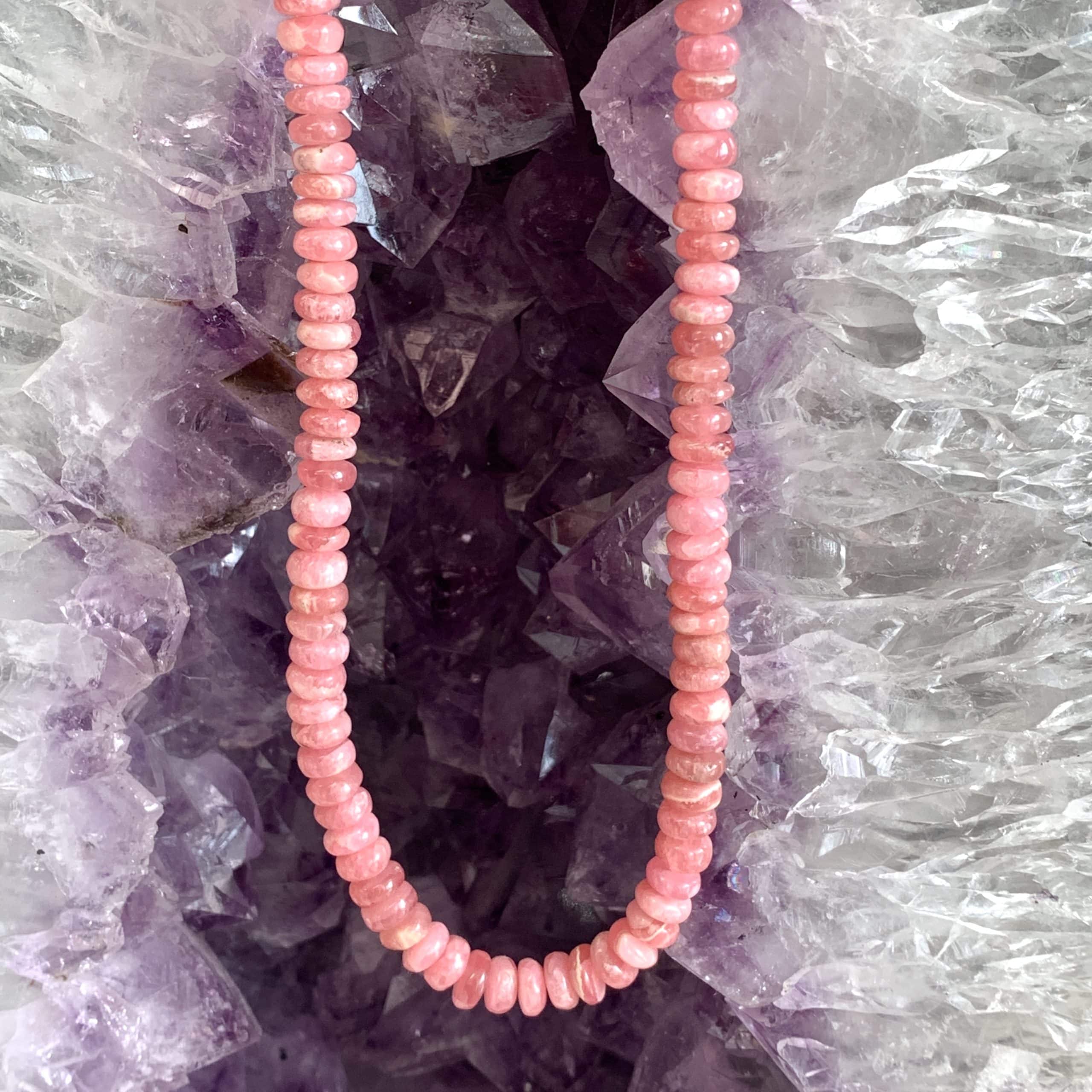 Rhodochrosite necklace - gel beads - healing crystals - Image 4