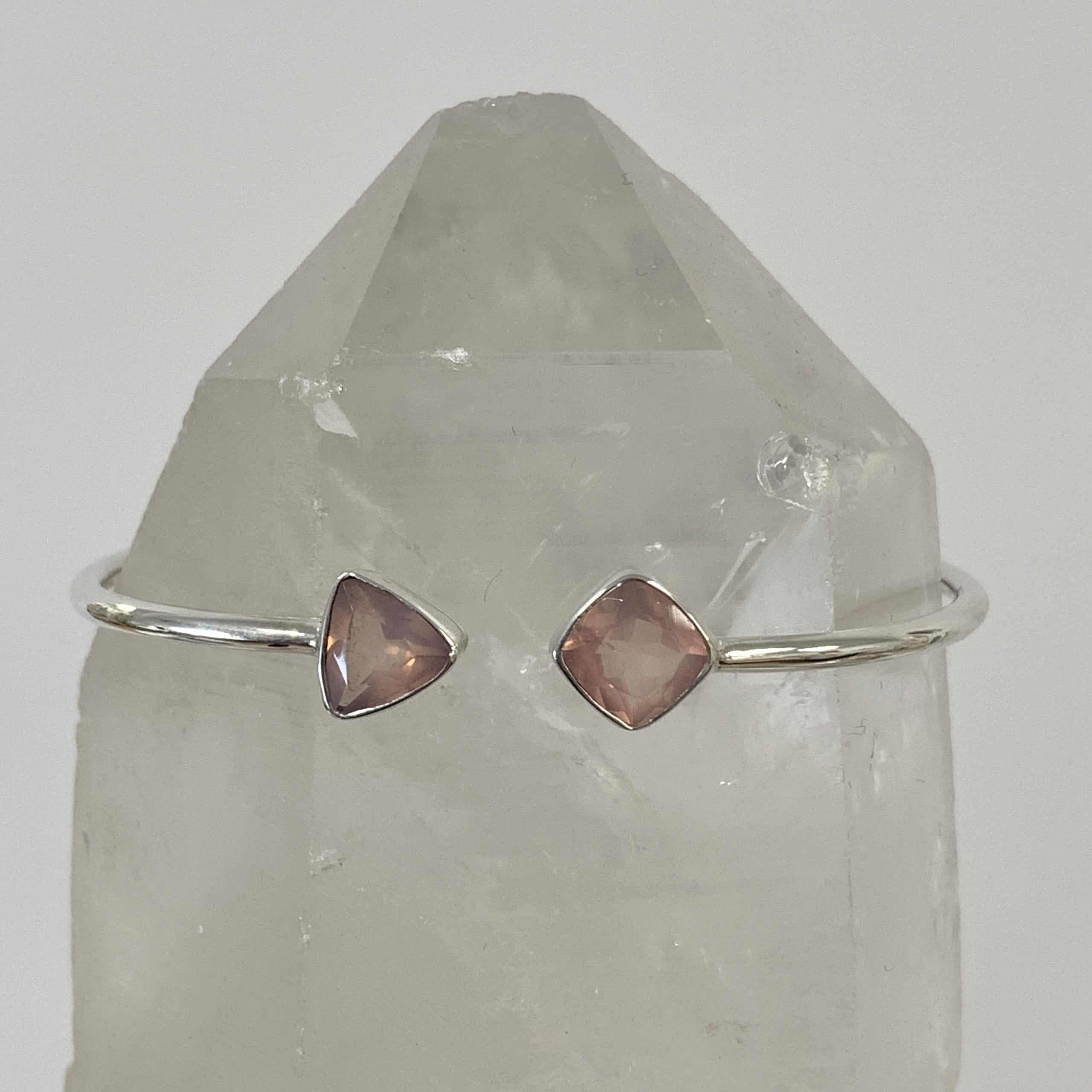 Rose Quartz open-twist cuff bracelet healing crystal - Image 2