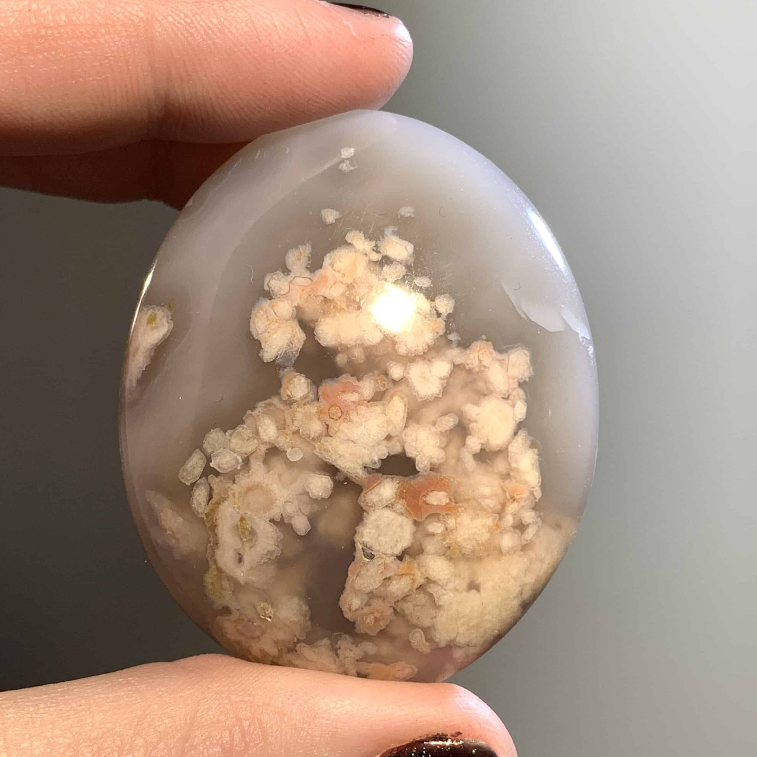 Agate (flower) palm stone healing crystal