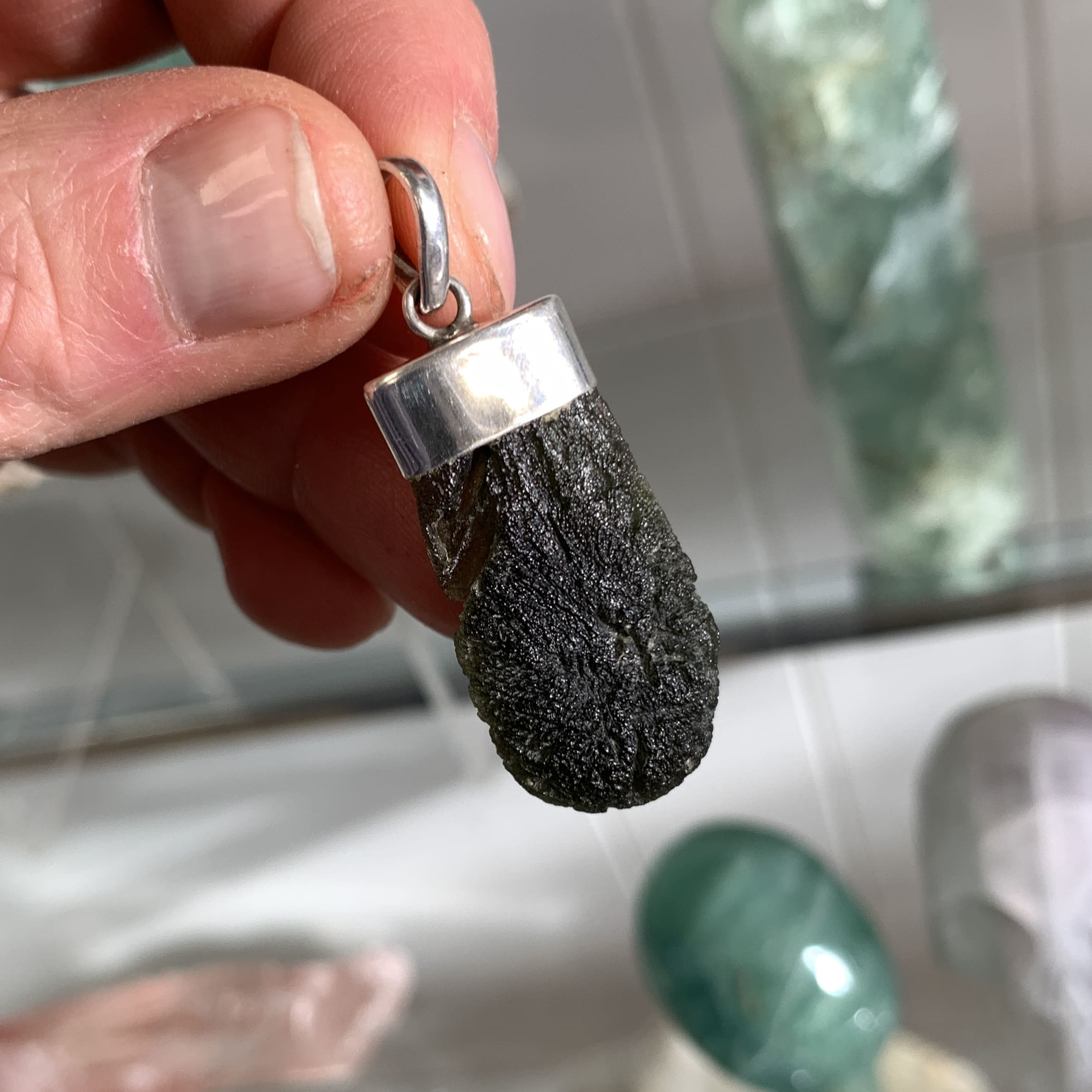 Moldavite pendant (rough) healing crystal (7.3gr) - Image 4