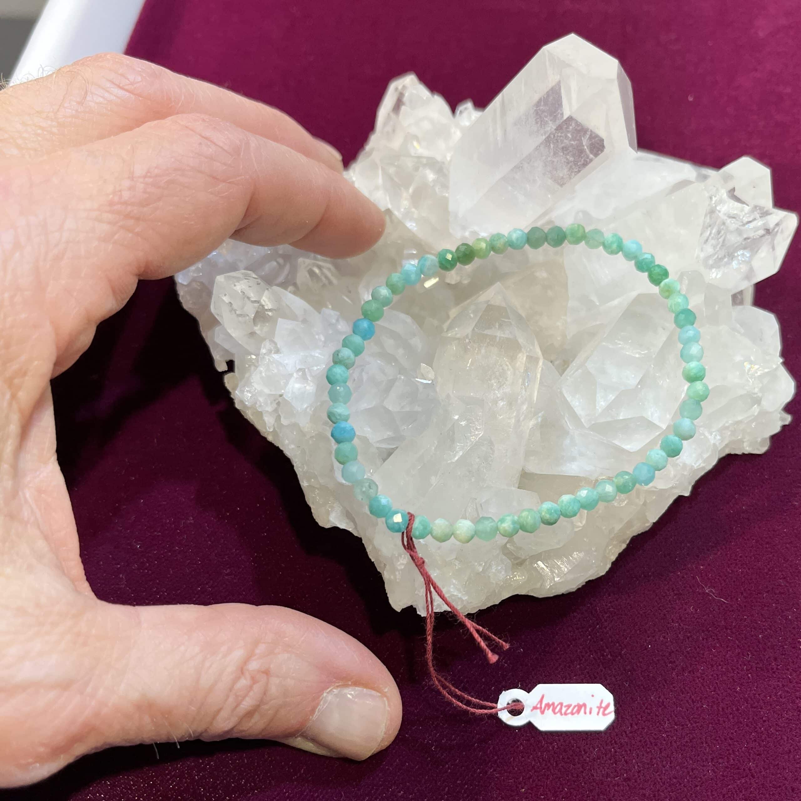 Amazonite (faceted beads) stretch bracelet (4mm) healing crystal