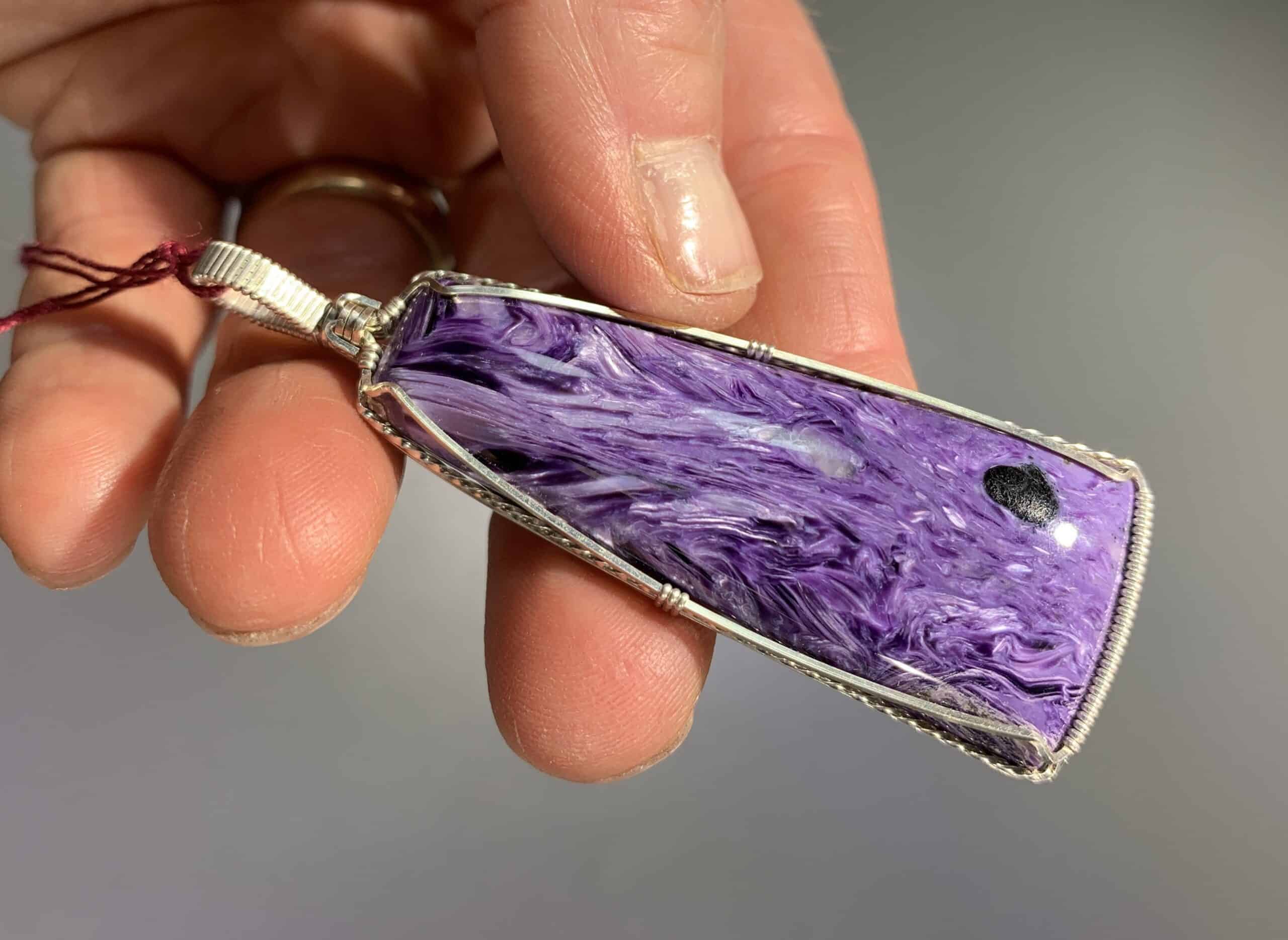 Charoite pendant for necklace (superior quality) healing crystal - Image 2