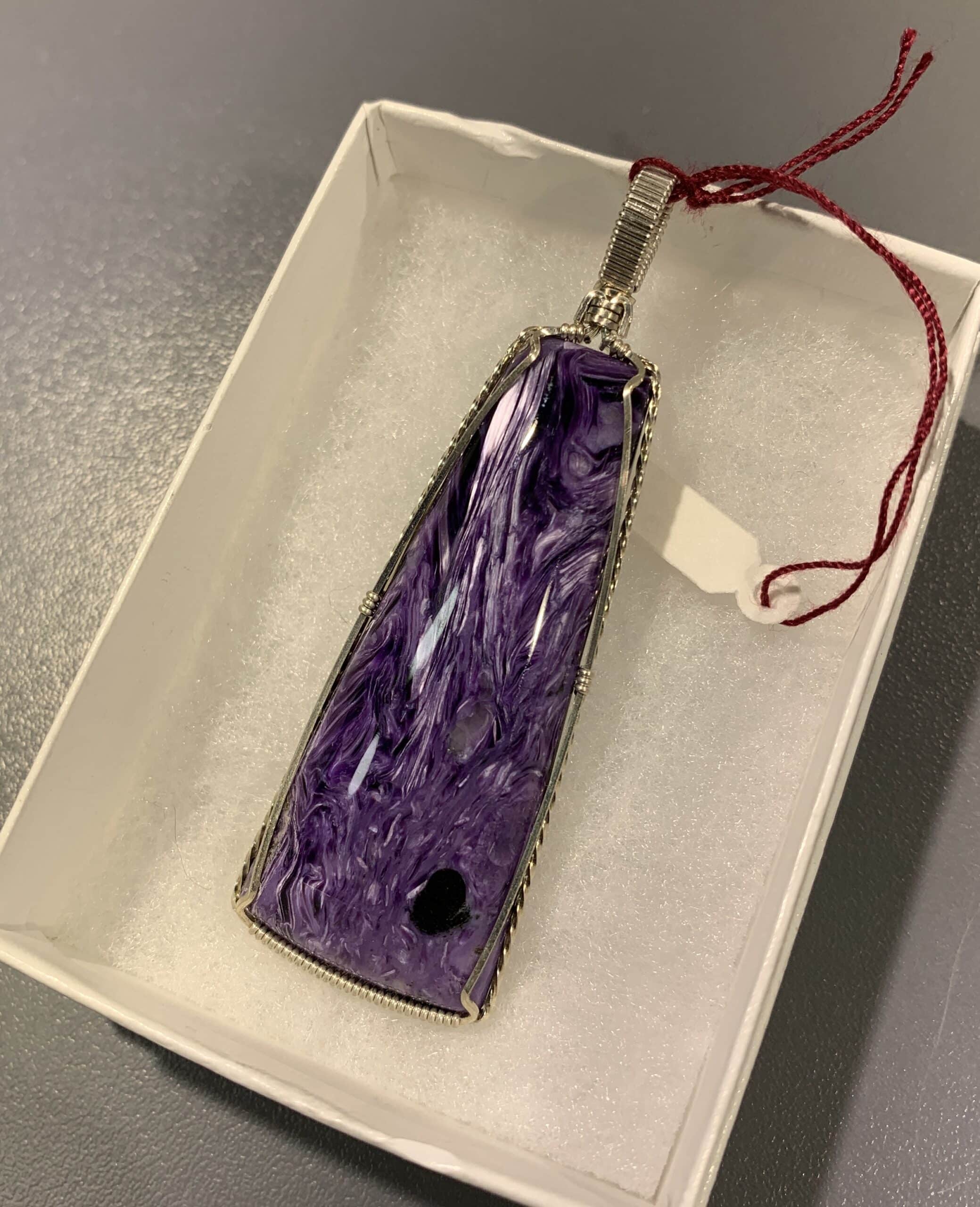 Charoite pendant for necklace (superior quality) healing crystal - Image 3