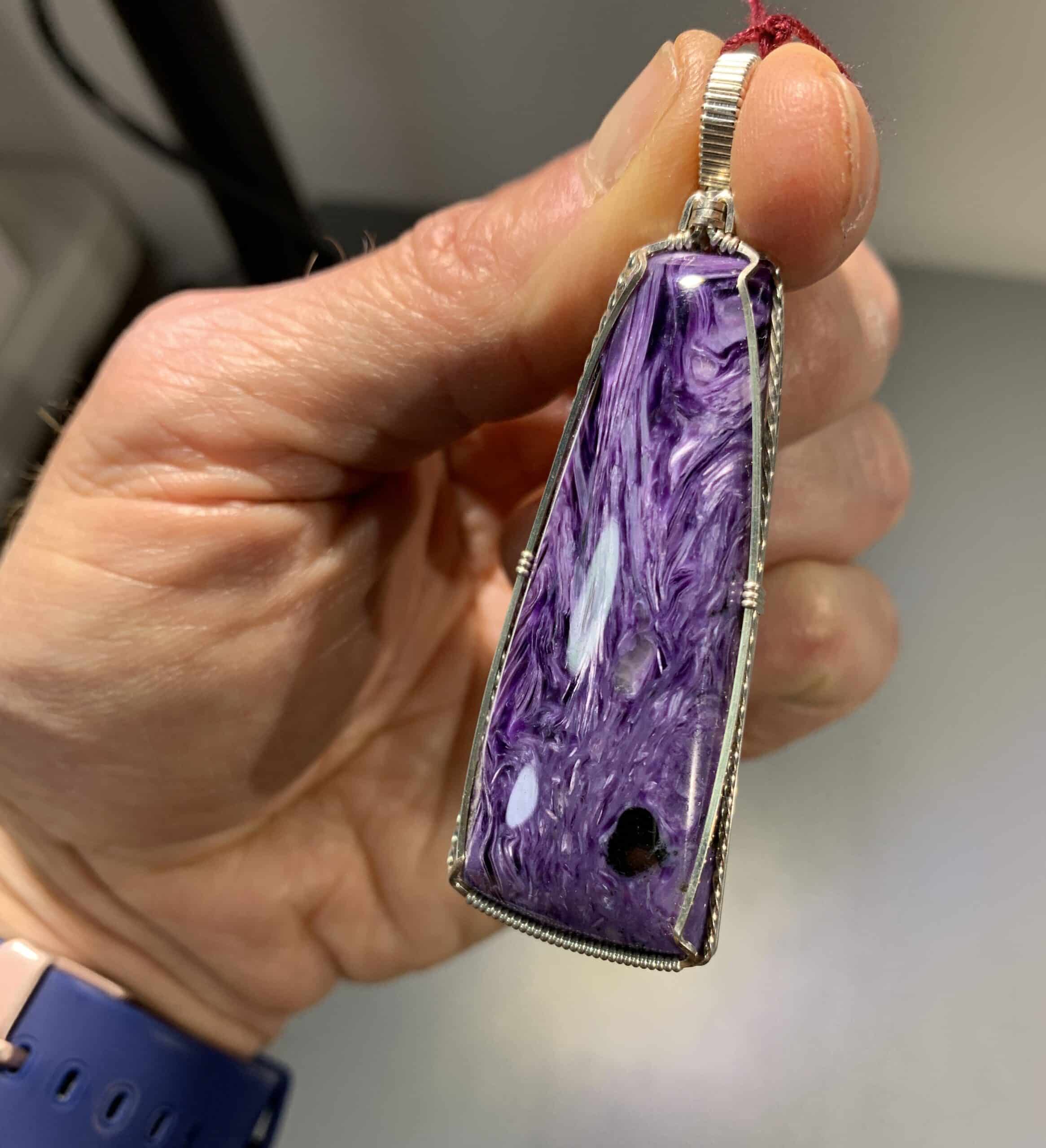 Charoite pendant for necklace (superior quality) healing crystal