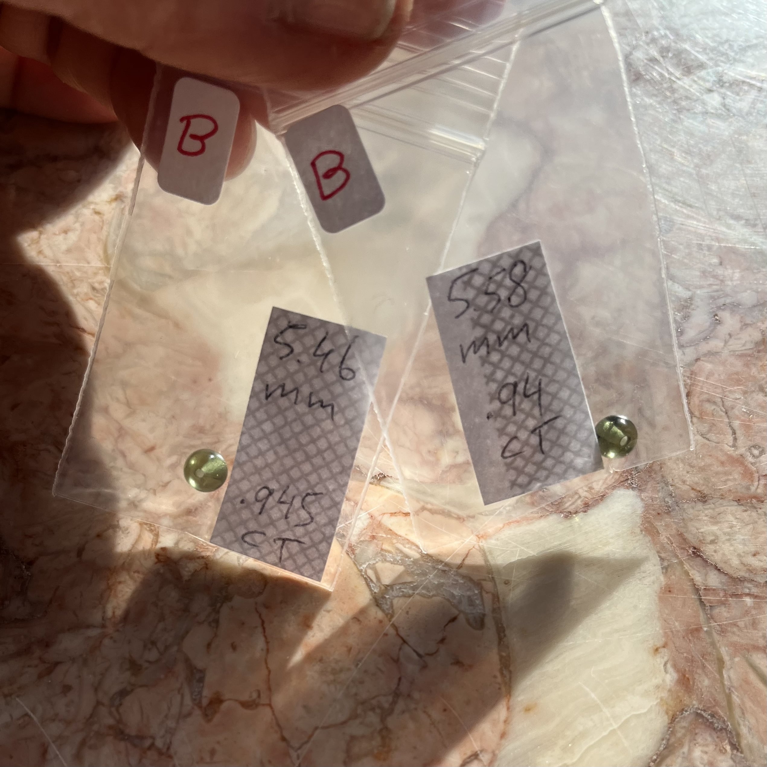 Moldavite (bead B) PAIR (5.46 plus 5.58mm) healing crystal