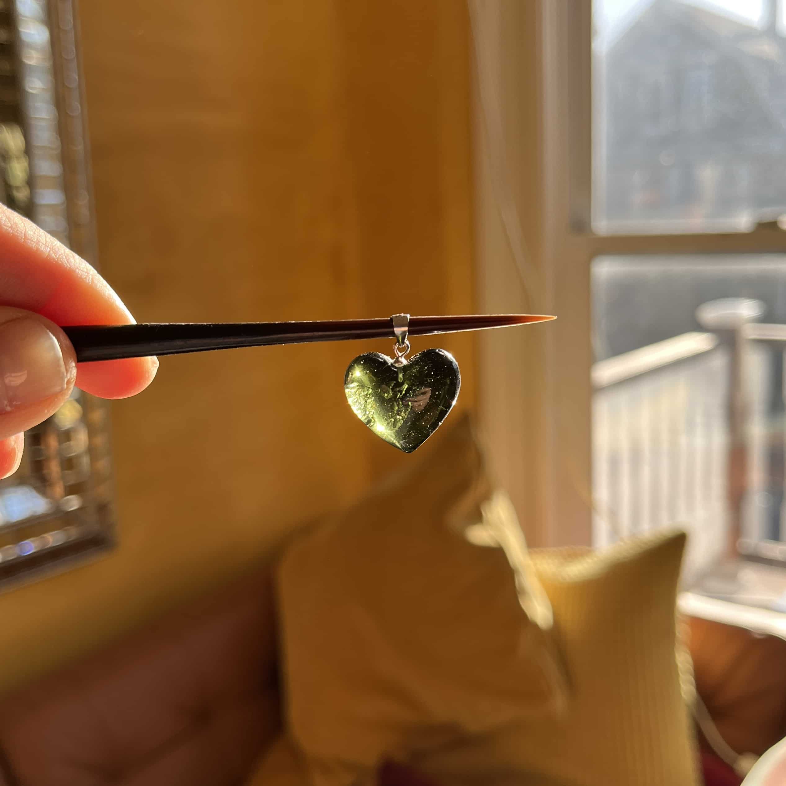 Moldavite pendant heart for necklace (20.8ct) 'Dolni' healing crystal