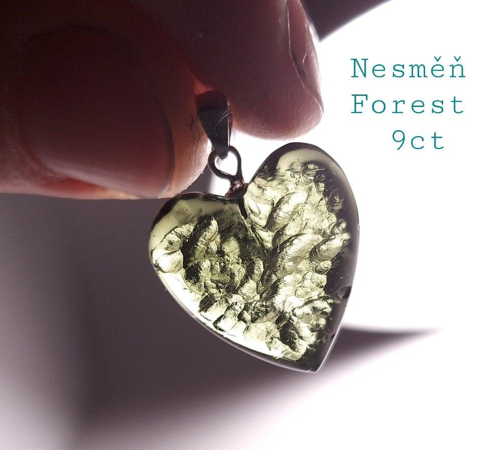 Moldavite pendant heart for necklace (9.87ct/1.97gr) 'Dolni' healing crystal - Image 2