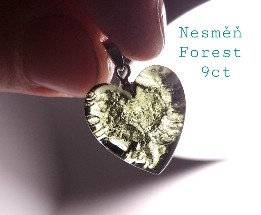 Moldavite pendant heart for necklace (9.87ct/1.97gr) 'Dolni' healing crystal - Image 4