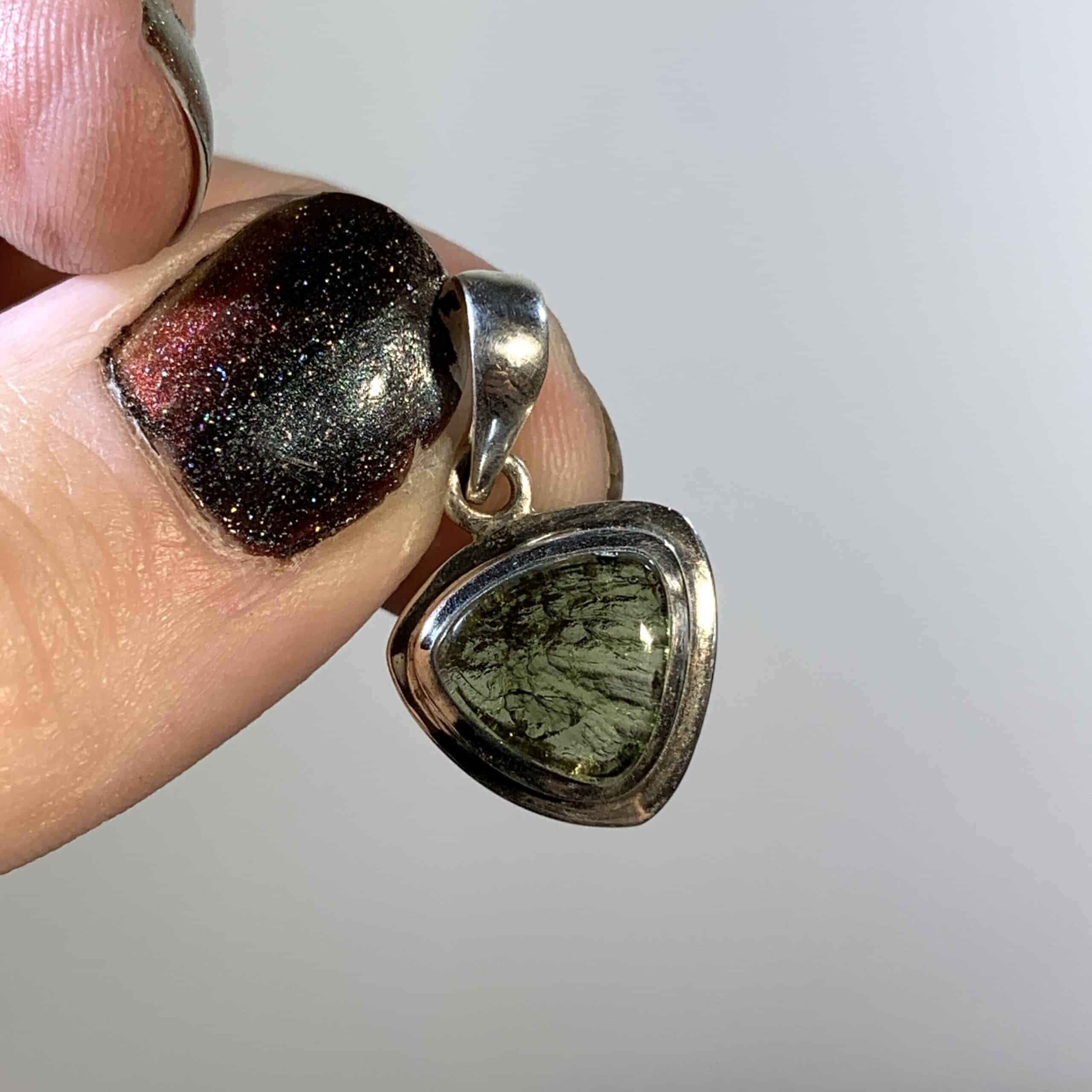 Moldavite pendant (faceted) 'bubble triangle (2.2) healing crystal