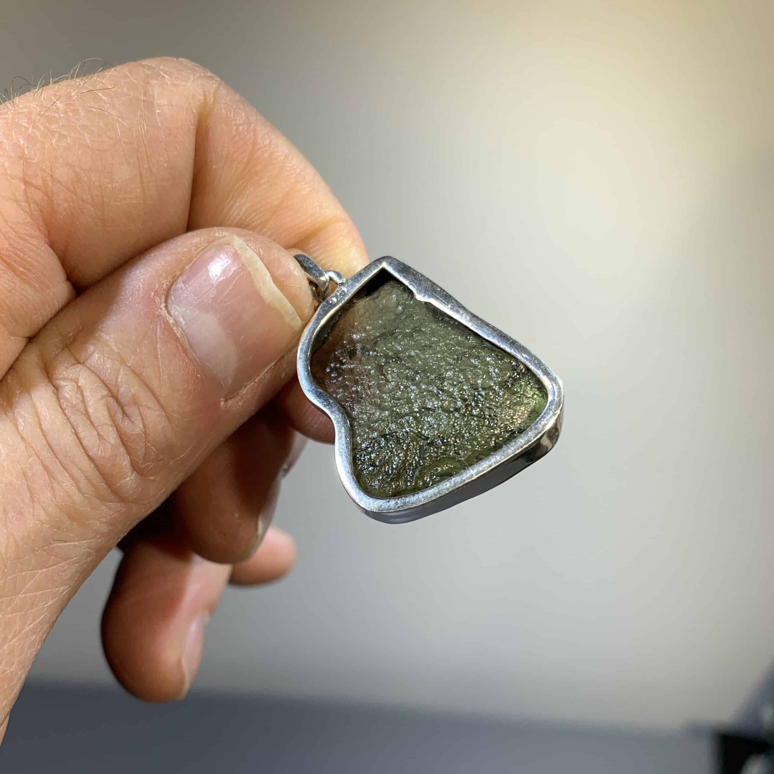 Moldavite pendant (rough) bezeled wave (6.0gr) healing crystal - Image 2