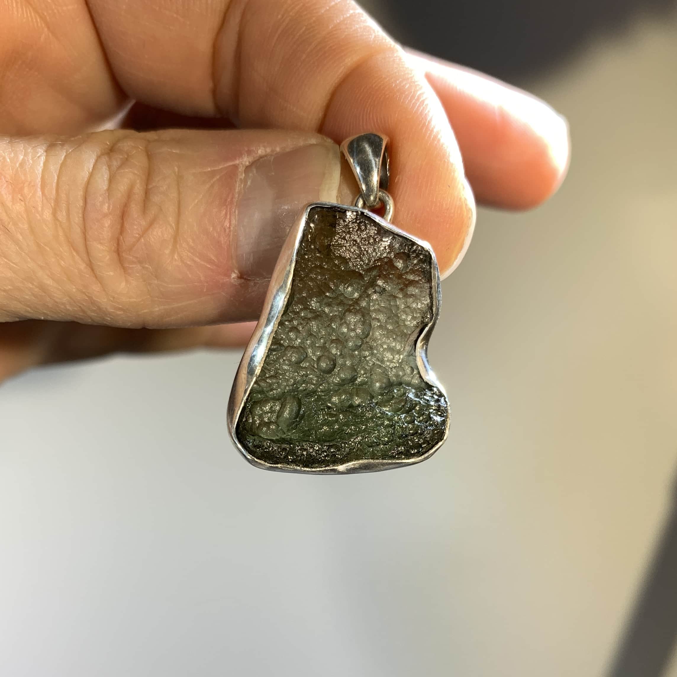 Moldavite pendant (rough) bezeled wave (6.0gr) healing crystal