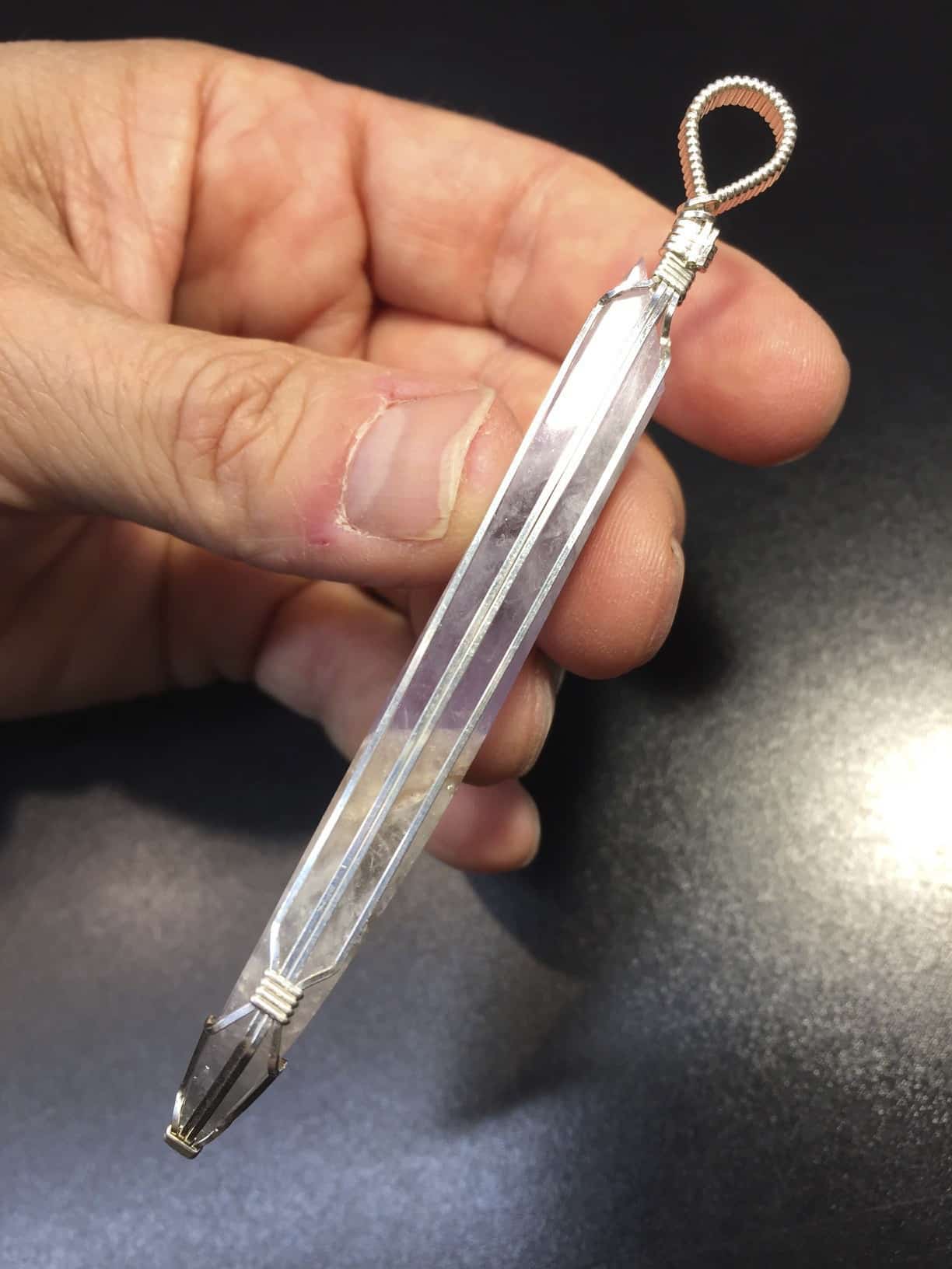 Amethyst (Chevron, 6-tone) pendant for necklace healing crystal - Image 2