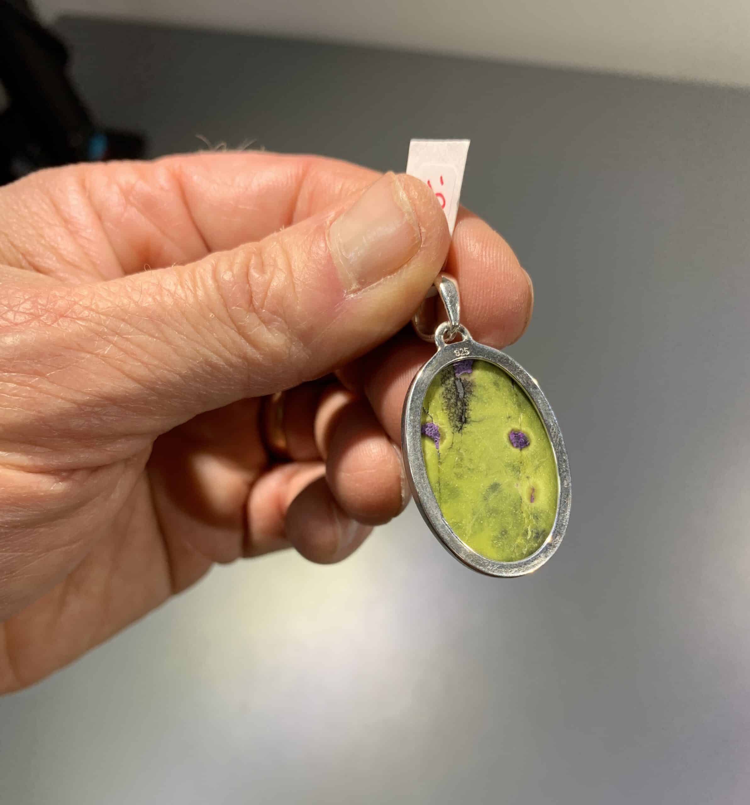 Atlantisite w Fuschite Serpentine pendant healing crystal - Image 2