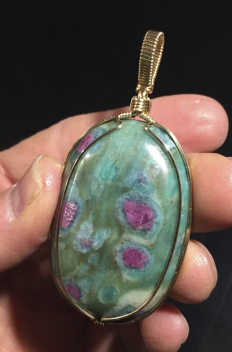 Ruby (w Kyanite, Fuschite) GF wrap pendant for necklace healing crystal