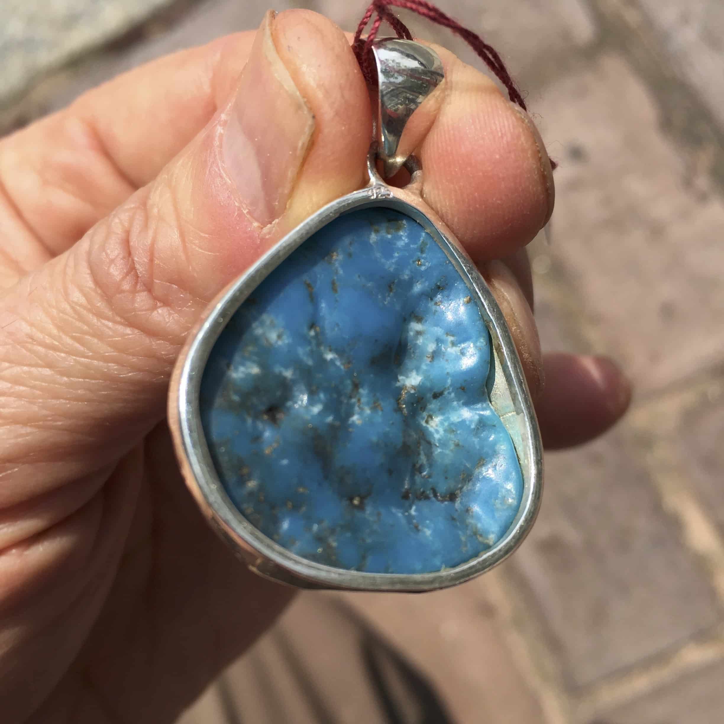 Turquoise (Morenci) rich blue pendant for necklace healing crystal - Image 2