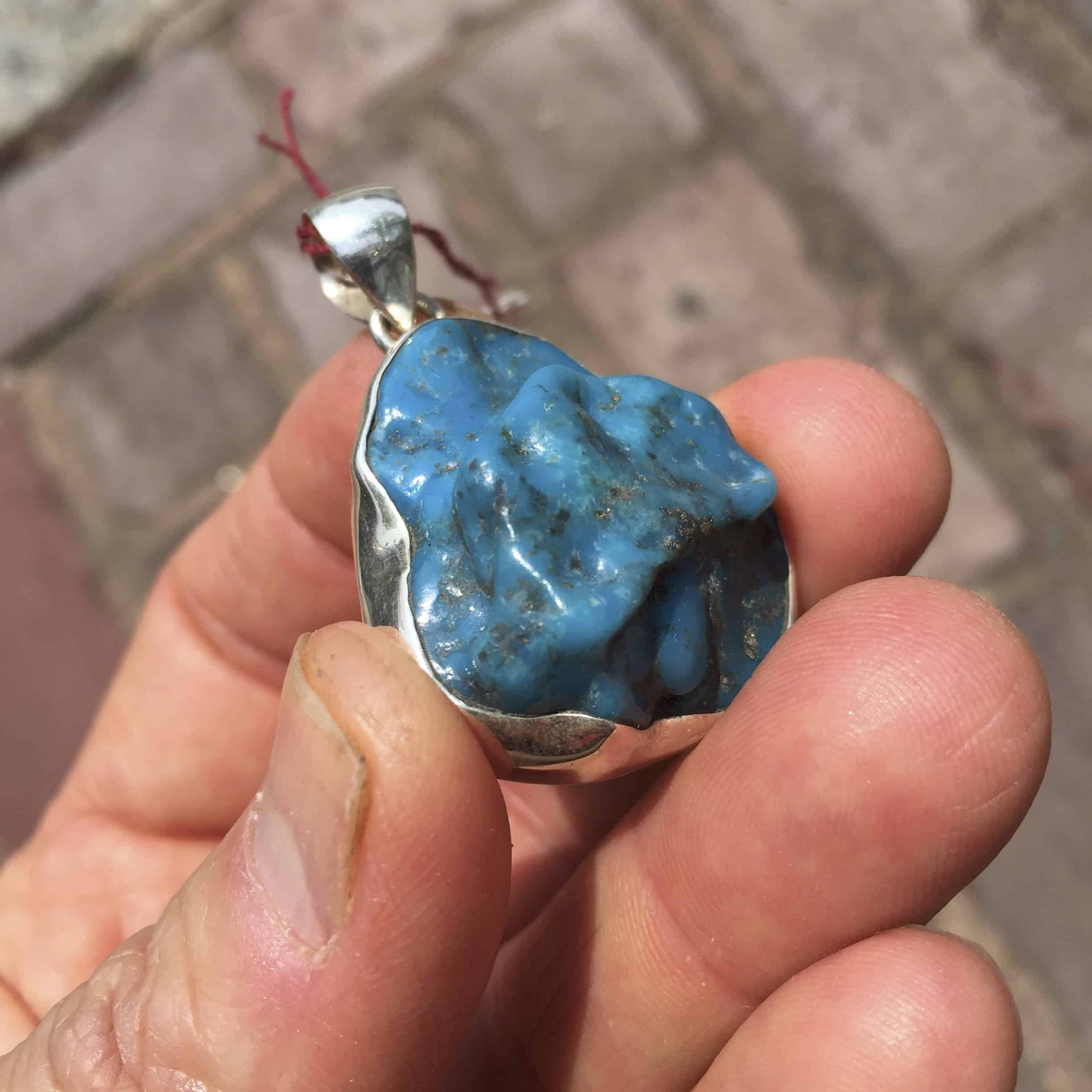 Turquoise (Morenci) rich blue pendant for necklace healing crystal - Image 3