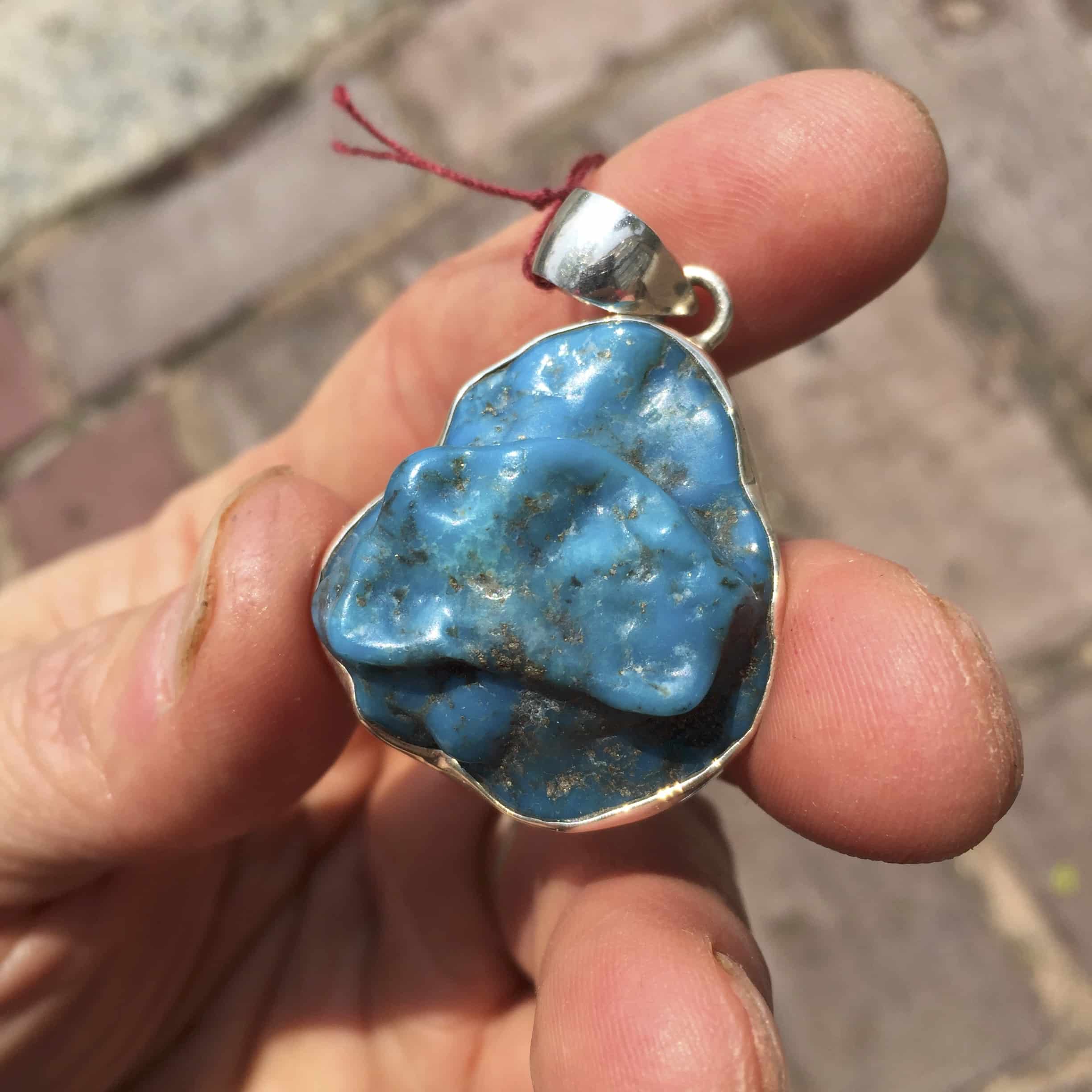 Turquoise (Morenci) rich blue pendant for necklace healing crystal