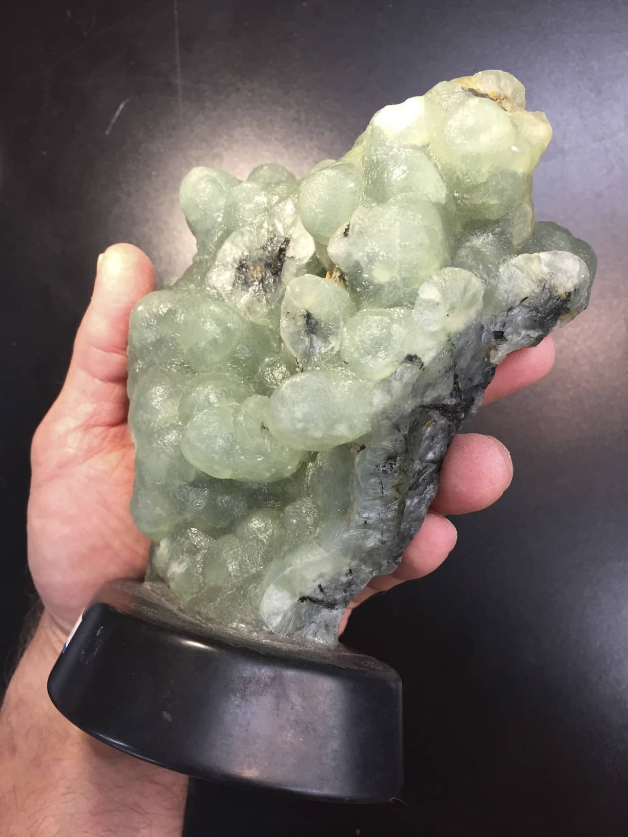 Prehnite display piece on Basalt stand healing crystal - Image 2