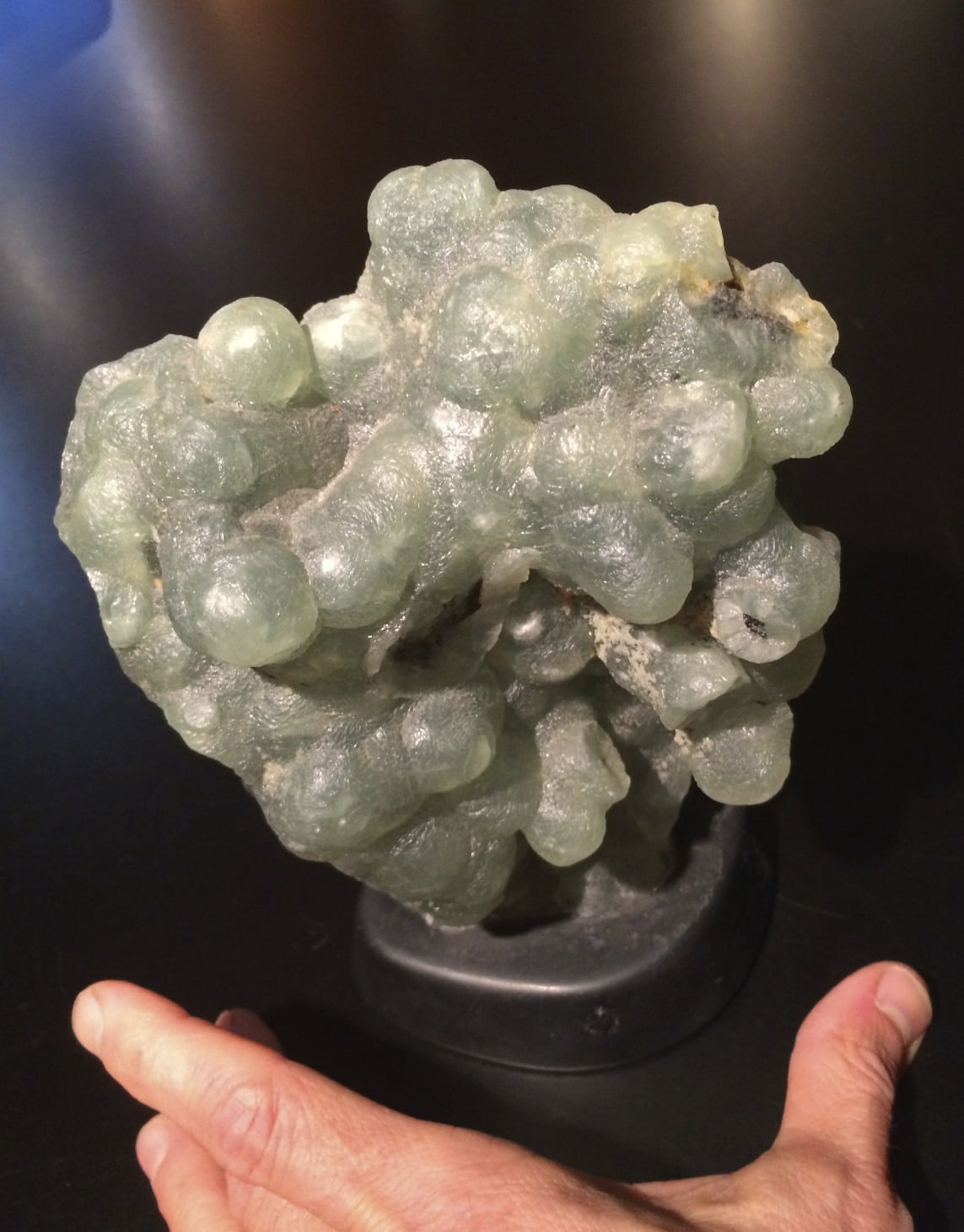 Prehnite display piece on Basalt stand healing crystal - Image 3