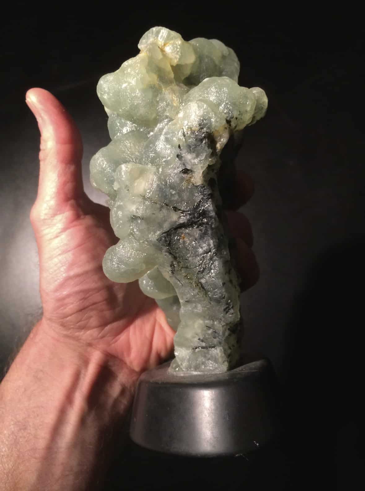 Prehnite display piece on Basalt stand healing crystal - Image 5