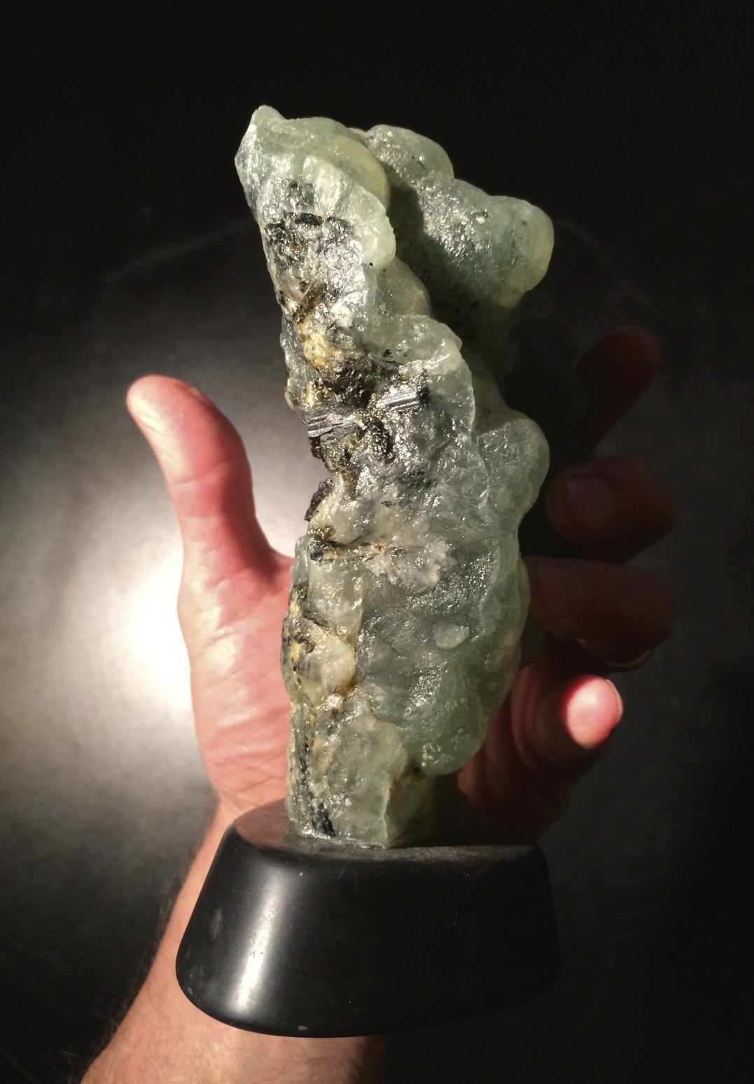 Prehnite display piece on Basalt stand healing crystal - Image 6