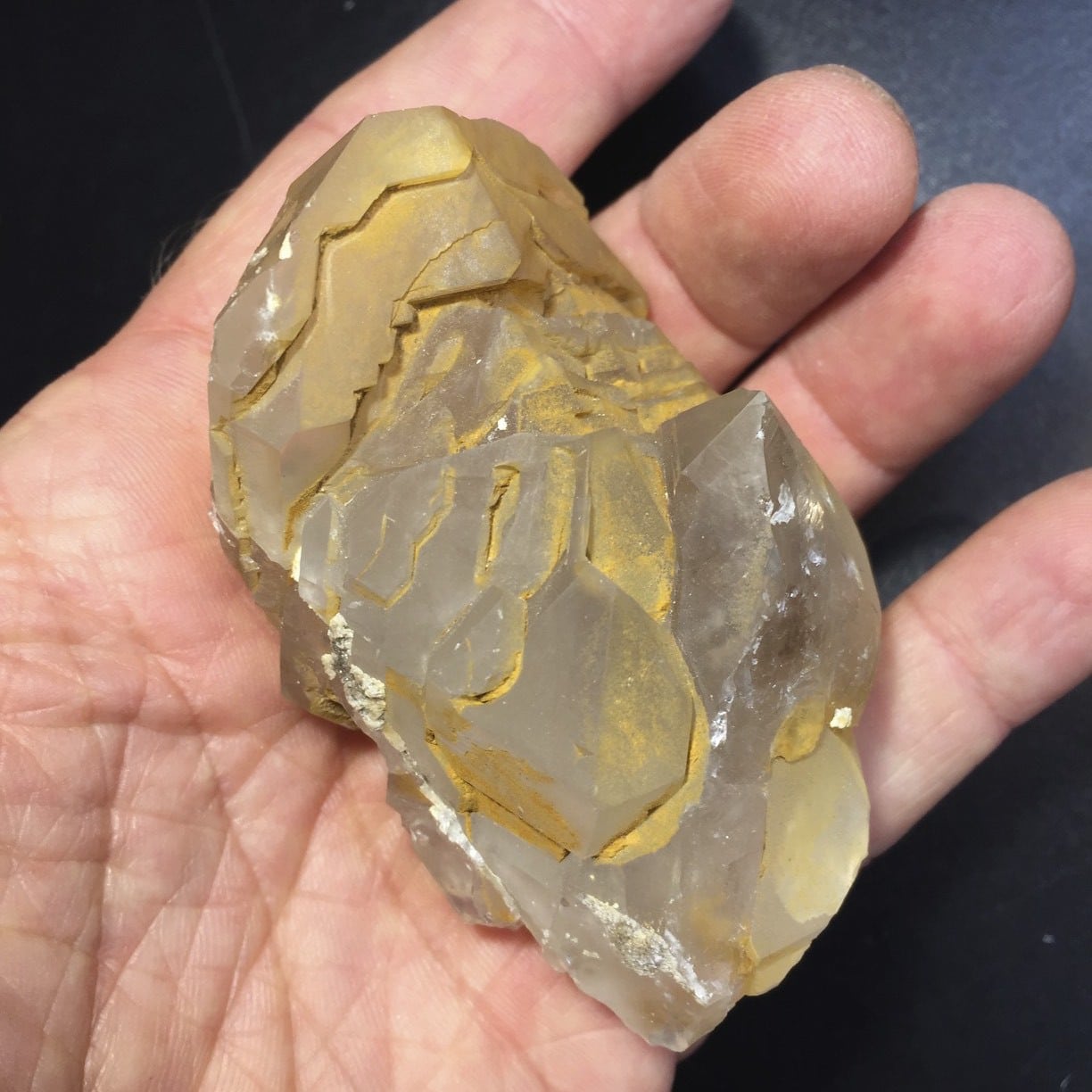 Quartz (Growth Interference) yellow 'trilobite' healing crystal