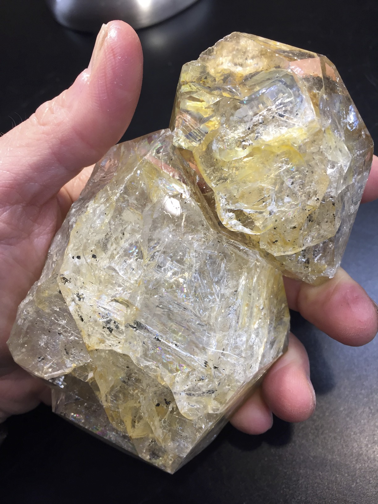 Quartz (Herkimer Diamond) yellow, big pair healing crystal
