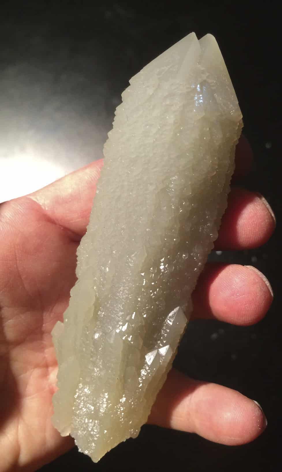 Quartz (Prase, cathedral) blue-green 'double vision' twin healing crystal