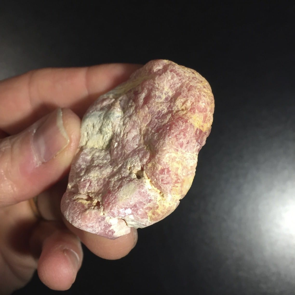 Rhodochrosite standing super-patterned 'mitt' healing crystal - Image 3