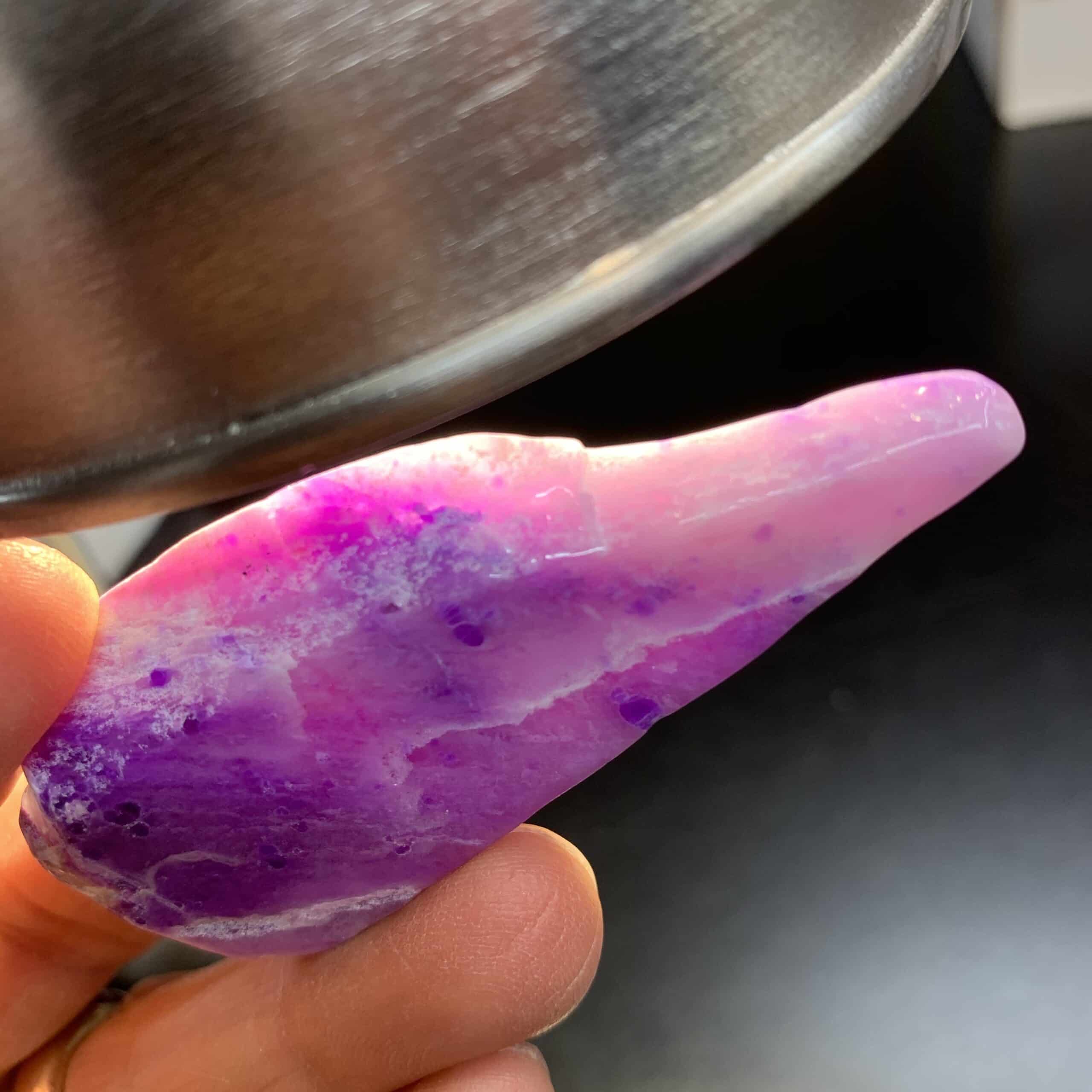 Sugilite (polished slab) pink gel "Sushi Tip" (29.6gr) healing crystal