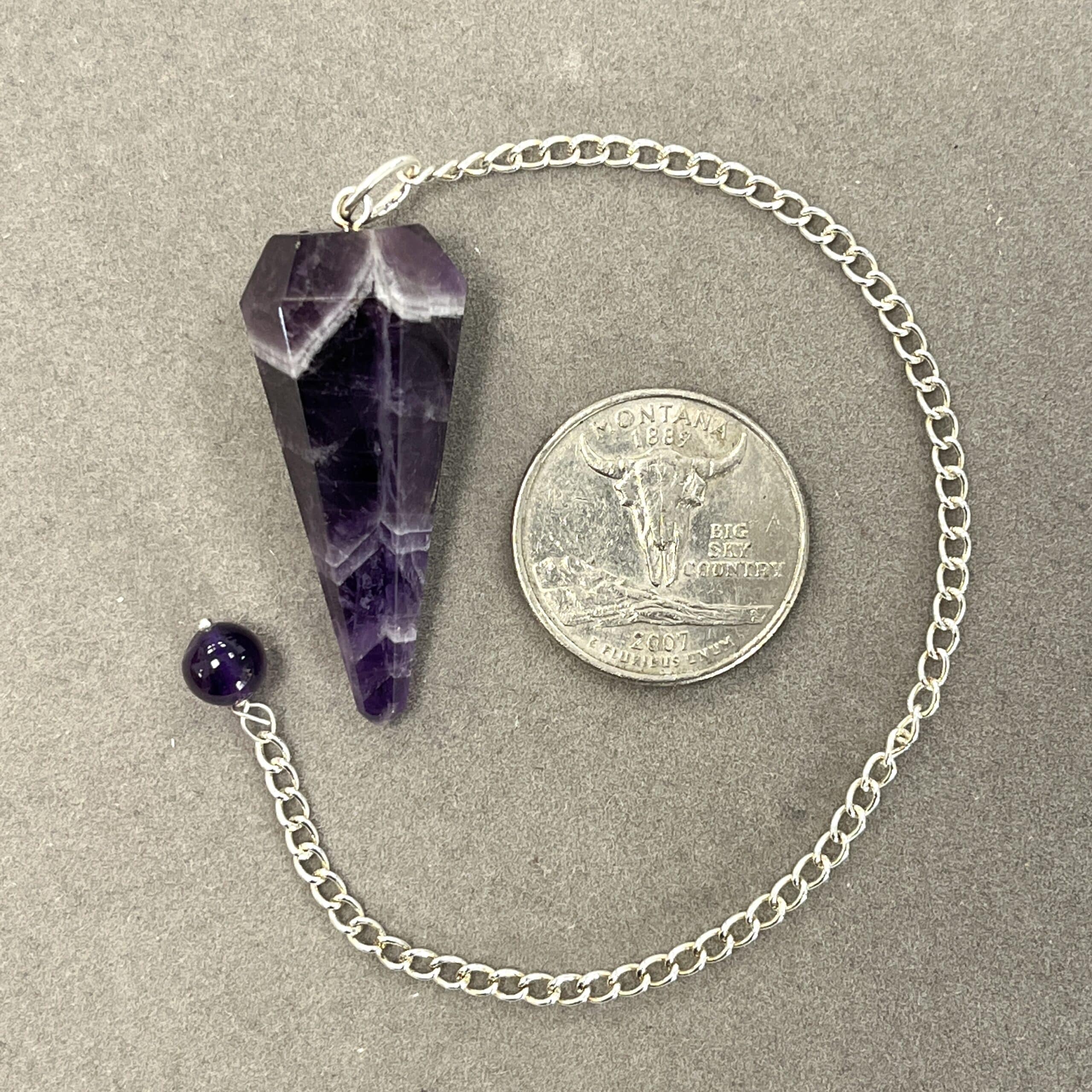 Amethyst (Chevron) semi-Auralite pendulum, healing crystal - Image 4