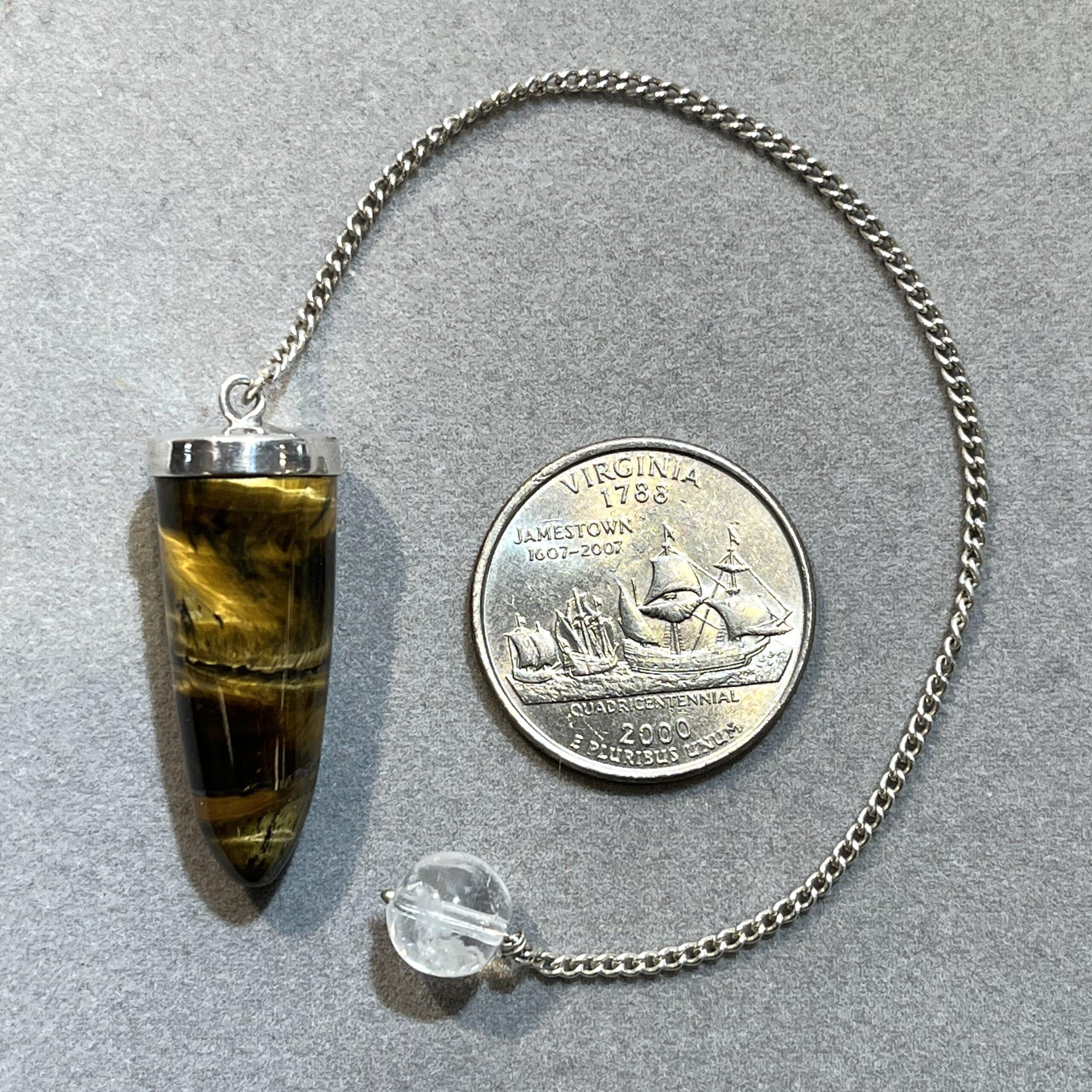 Tiger Eye (pendulum) higher quality, w Quartz ball, healing crystal - Image 3