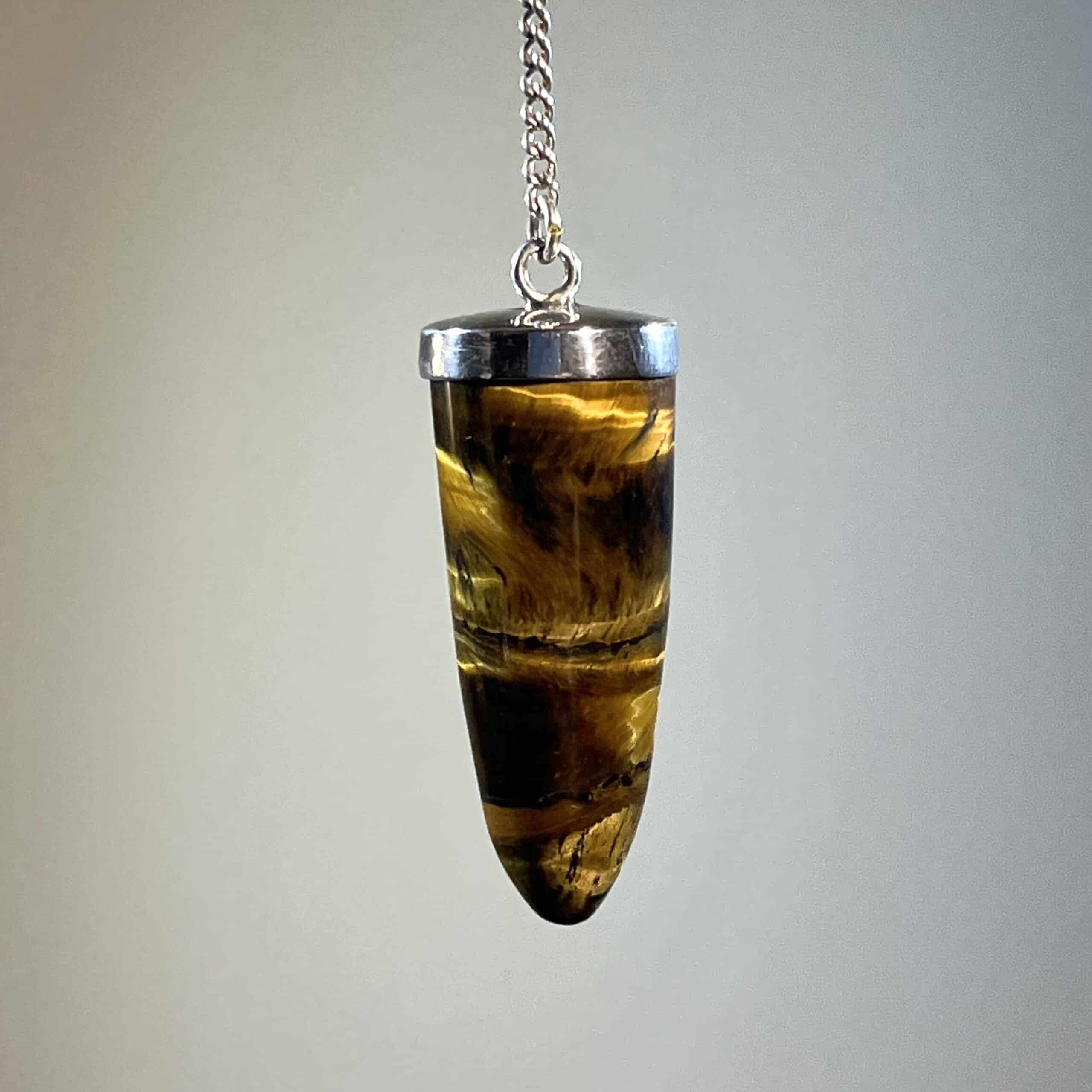 Tiger Eye (pendulum) higher quality, w Quartz ball, healing crystal