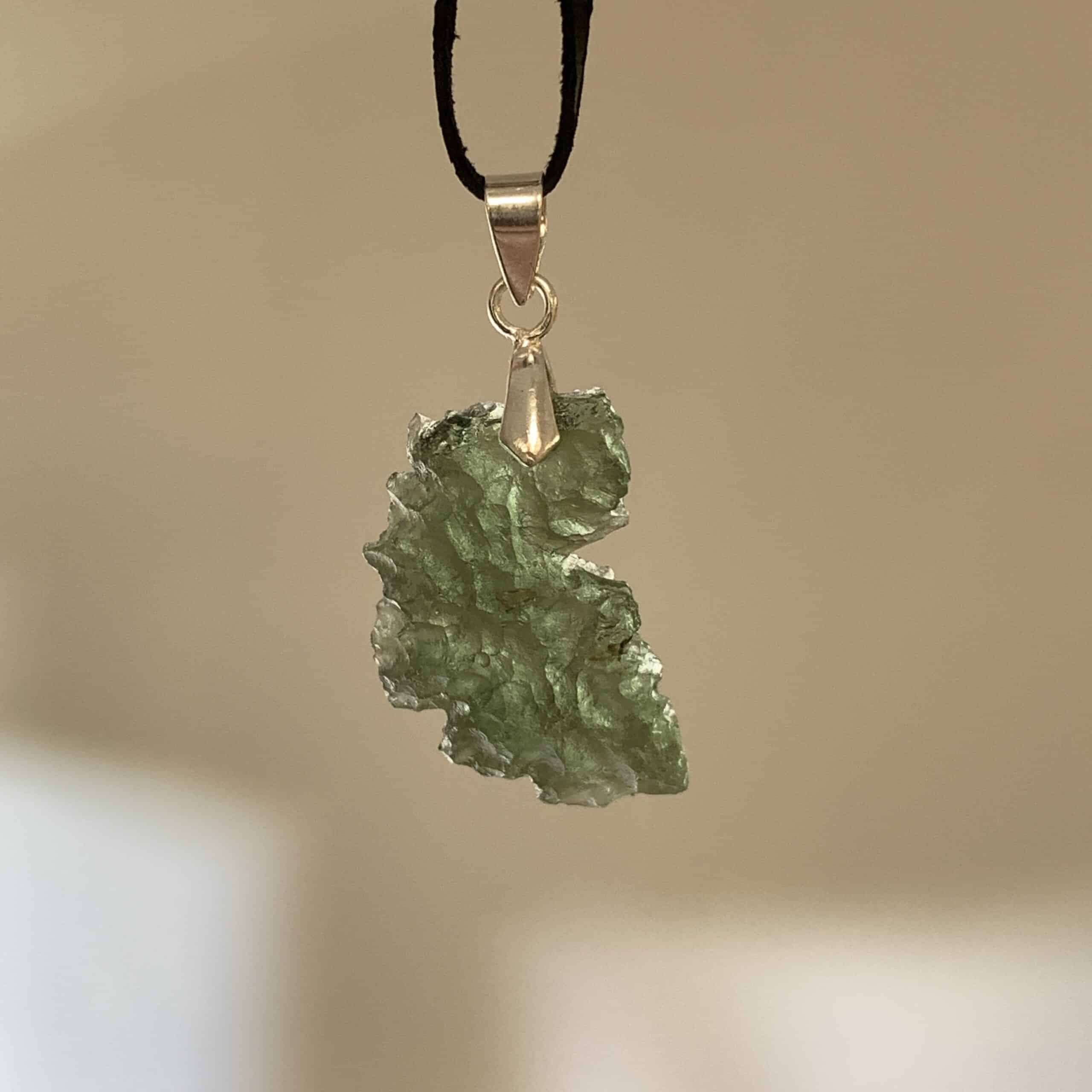 Moldavite pendant (rough) necklace Besednice (3.5gr) healing crystal