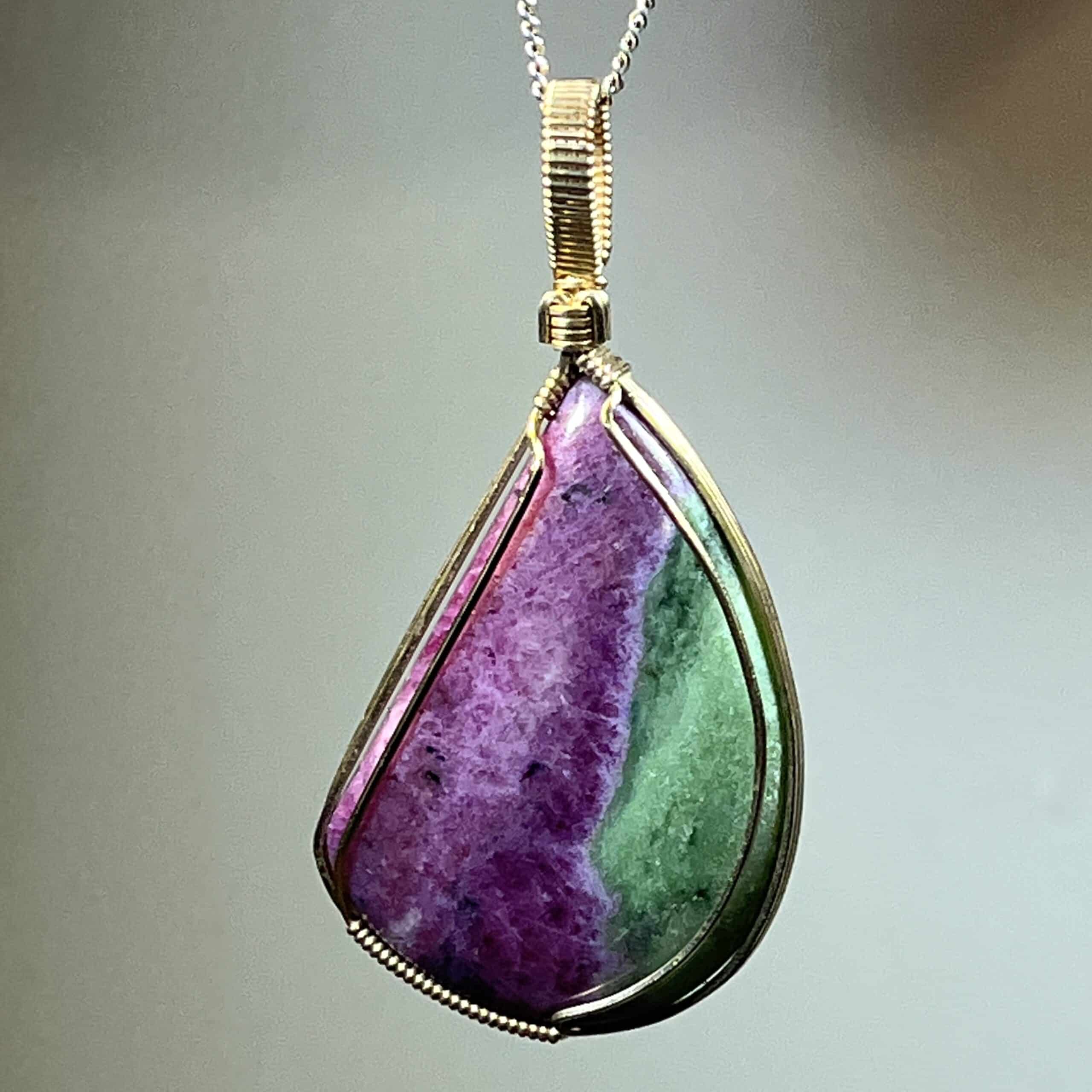 Ruby in Zoisite custom wrapped pendant for necklace healing crystal - Image 2