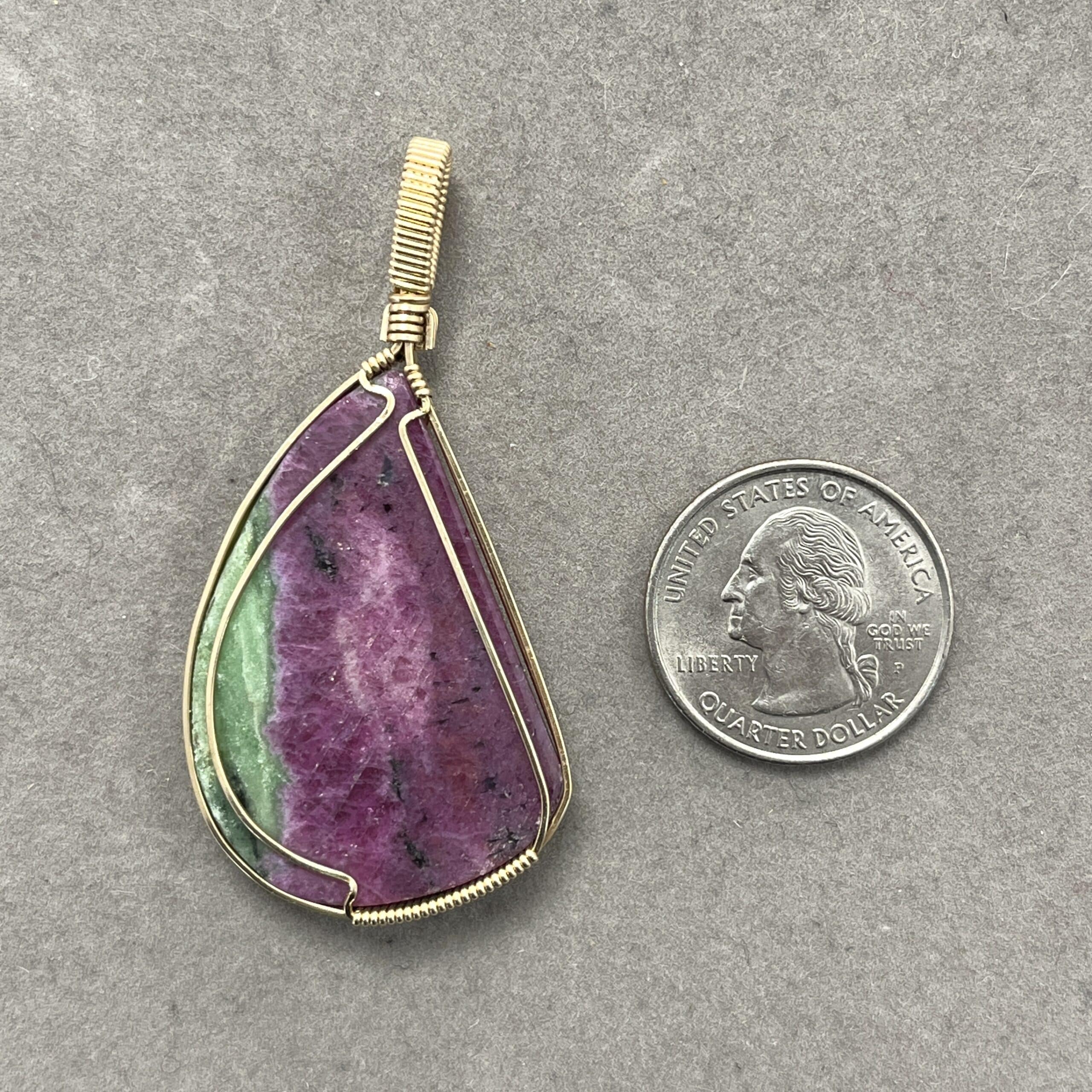 Ruby in Zoisite custom wrapped pendant for necklace healing crystal - Image 4