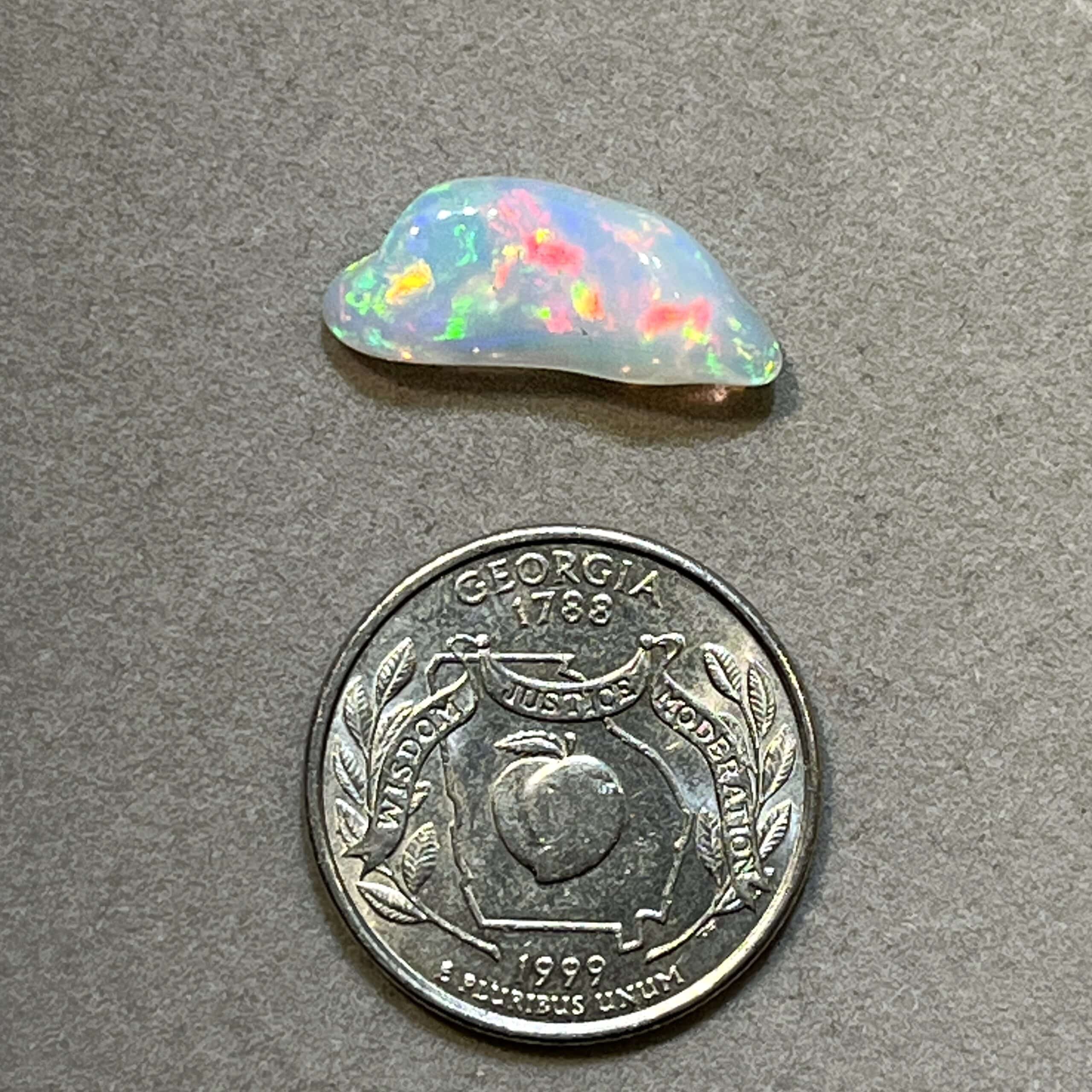 Opal (Ethiopian) tumble - red green yellow flash (5.5ct) - healing crystal - Image 5
