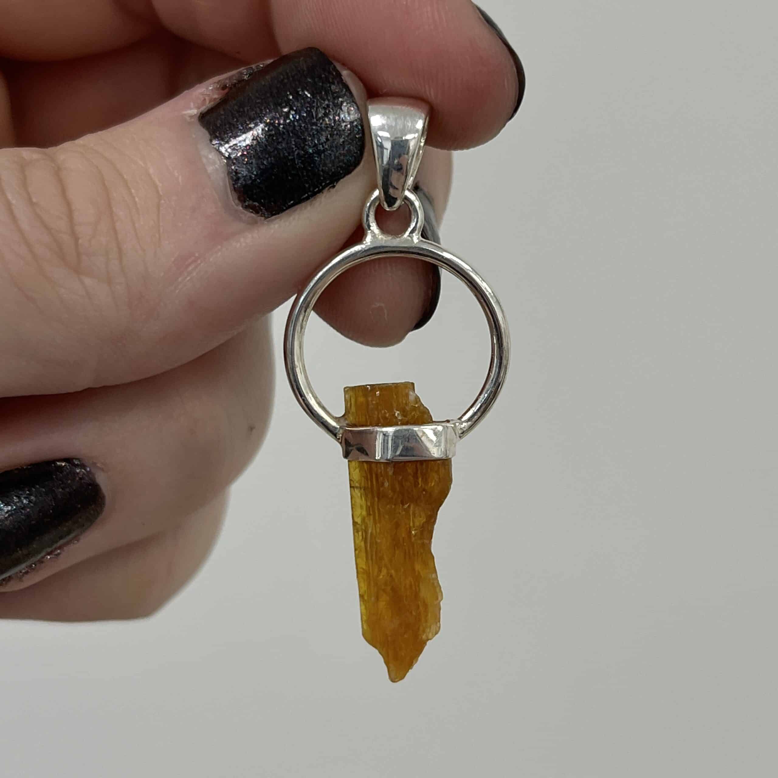Kyanite (orange) pendant for necklace (hoop set), healing crystal - Image 2