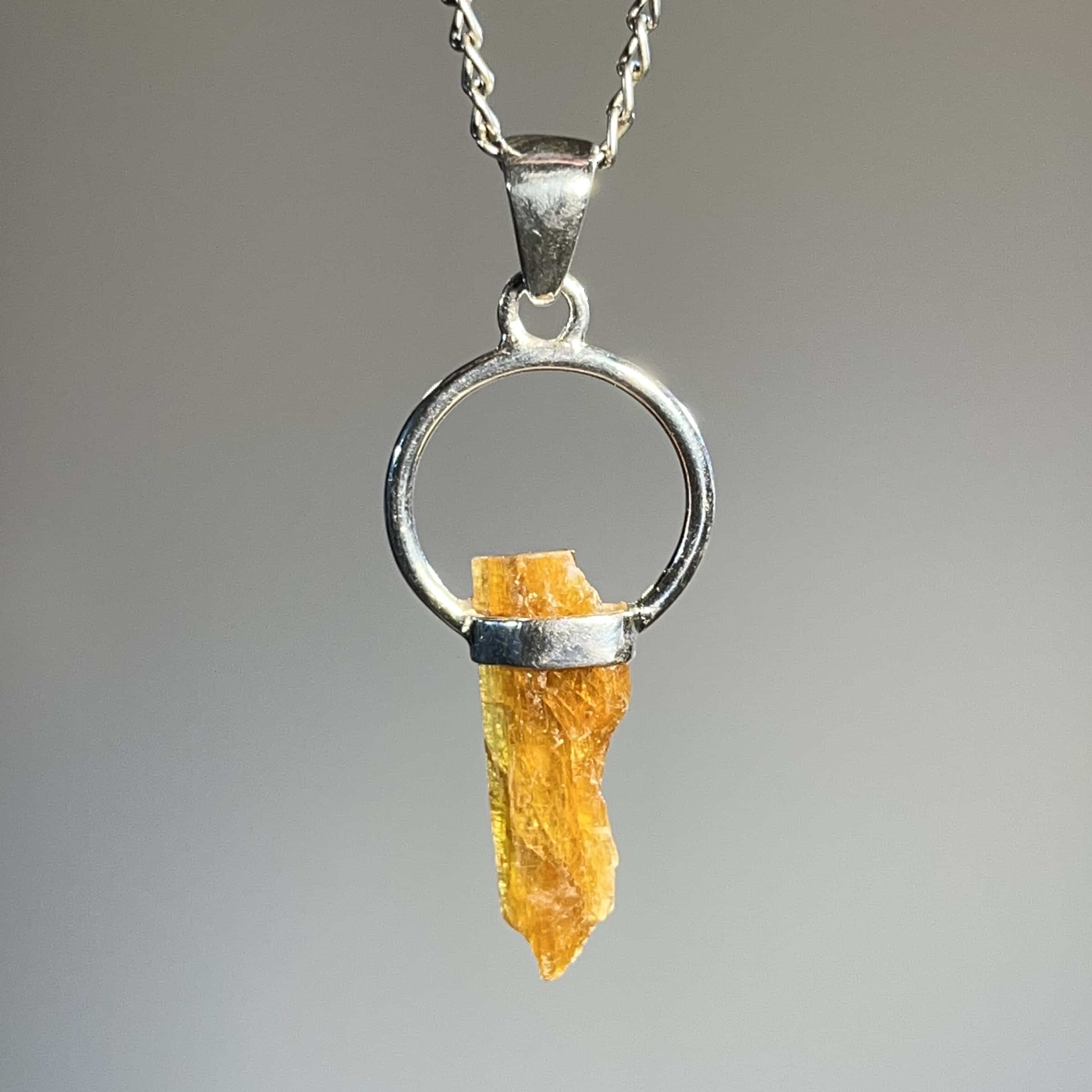 Kyanite (orange) pendant for necklace (hoop set), healing crystal