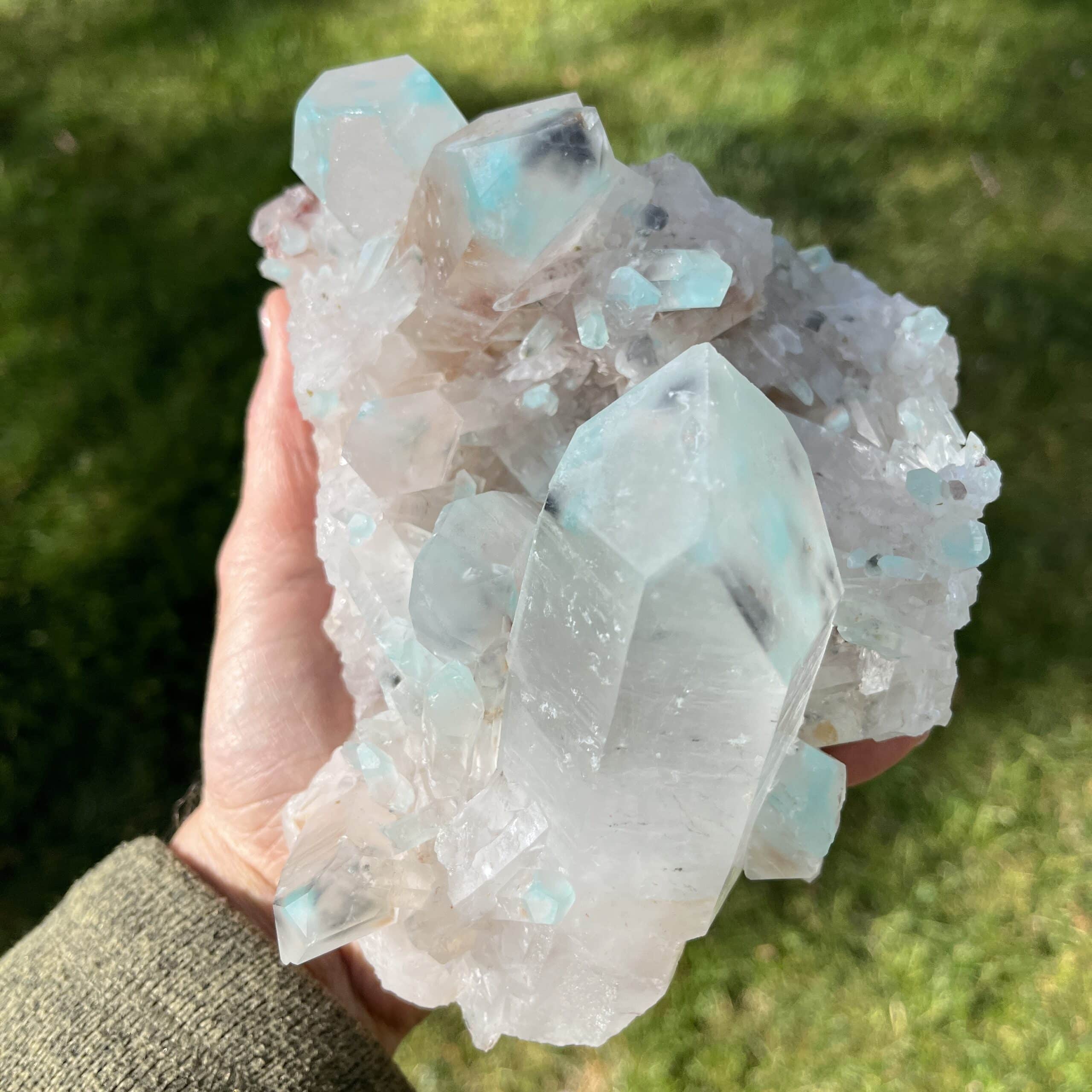 Quartz (Ajoite) museum cluster, stands two ways, healing crystal