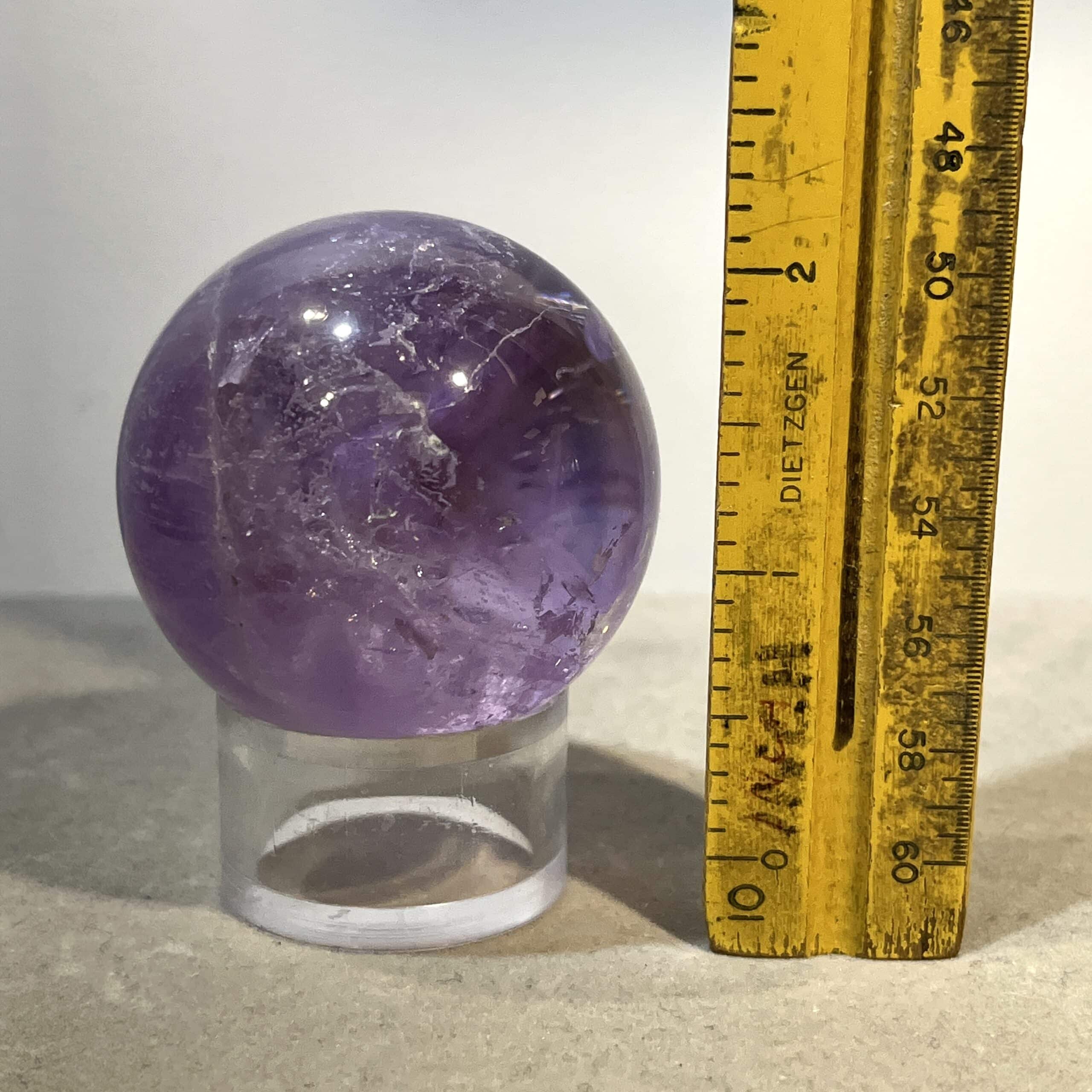 Amethyst sphere palm display piece w several rainbows, healing crystal - Image 5