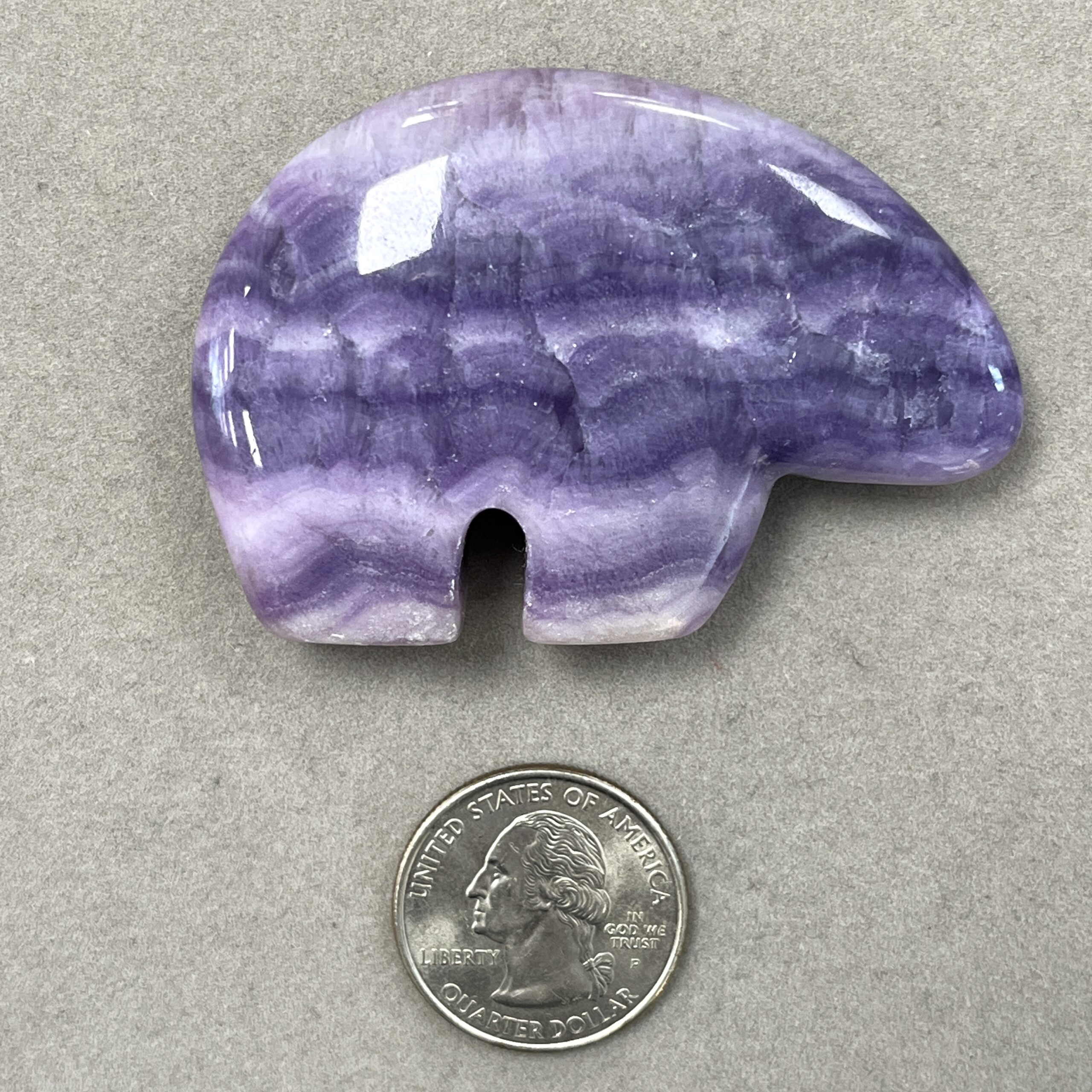 Fluorite (carving) purple satin Zuni bear standing, healing crystal - Image 3