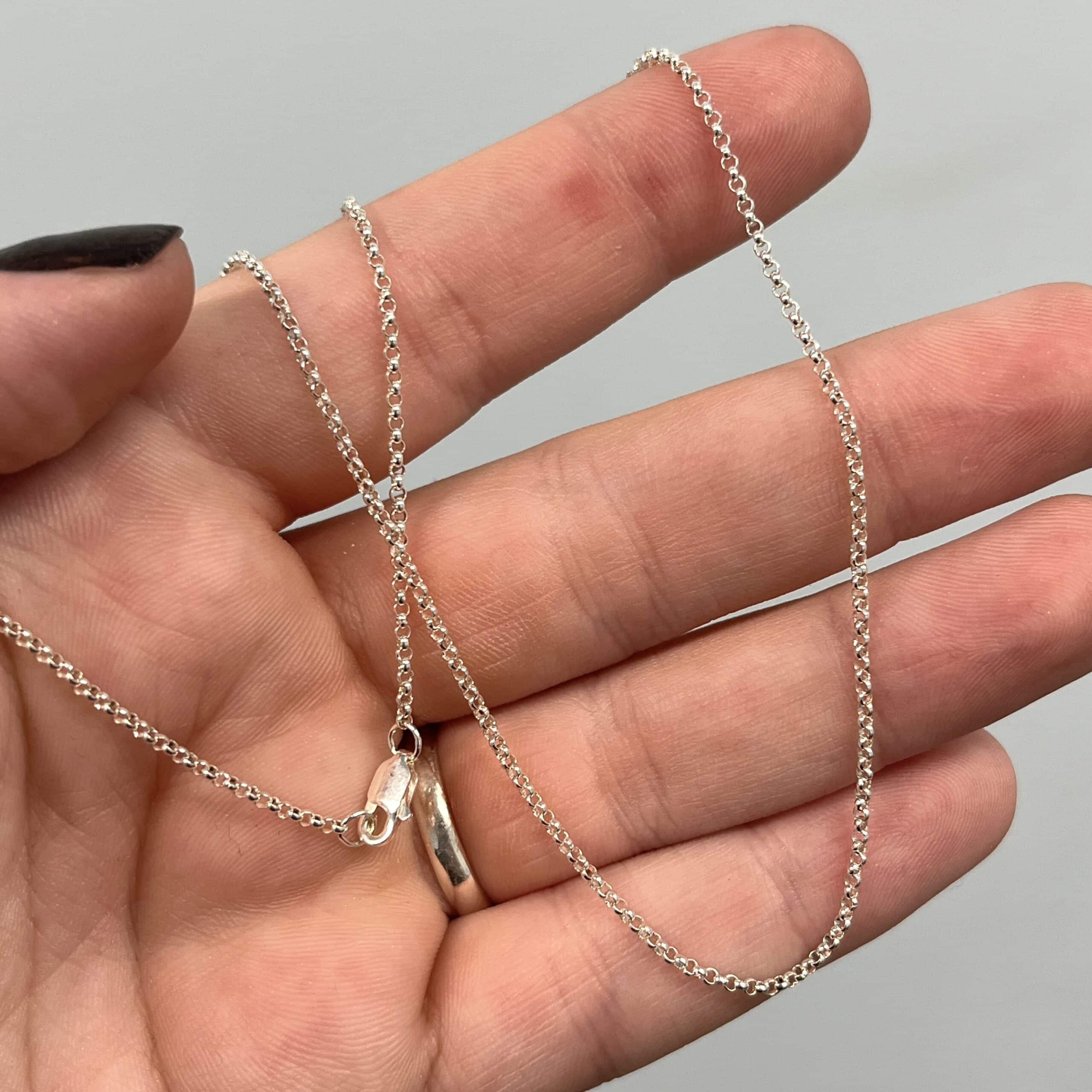 Chain (Sterling) 16" Rolo (1.5mm) necklace for pendant healing crystal