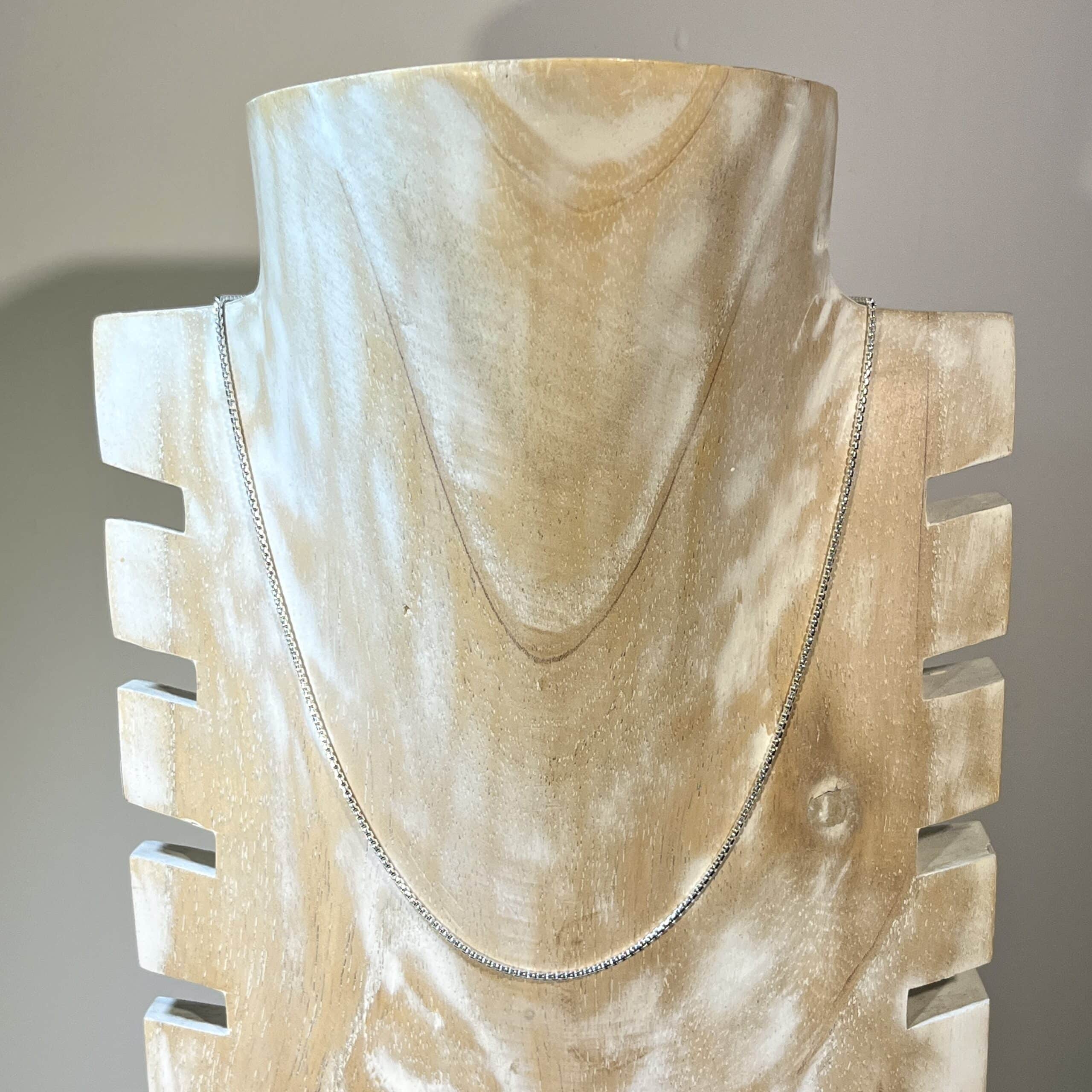 Chain (Sterling) 18" Rounded Box chain (1.55mm) necklace for pendant - Image 2