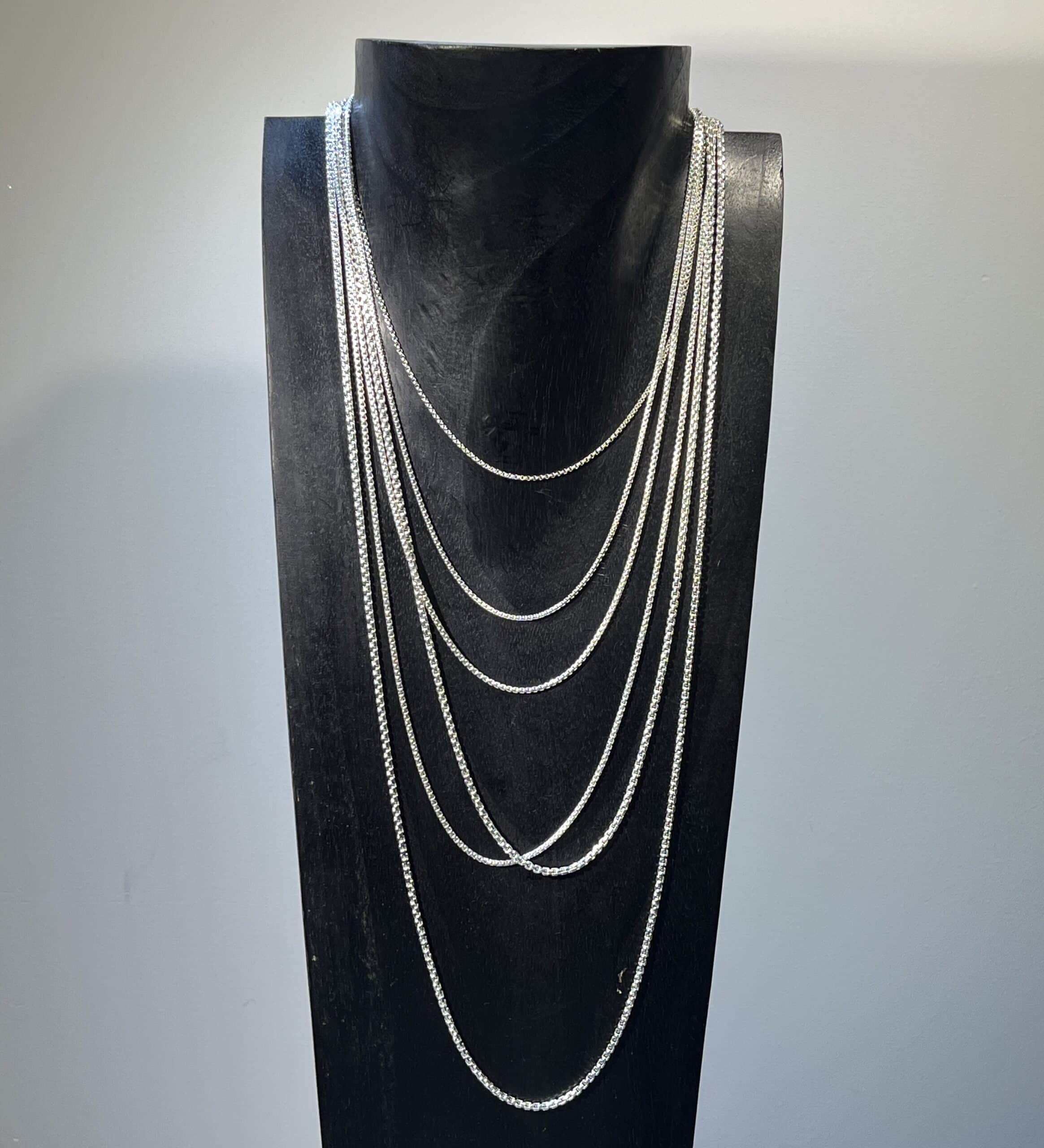 Chain (Sterling) 18" Rounded Box chain (1.55mm) necklace for pendant - Image 3