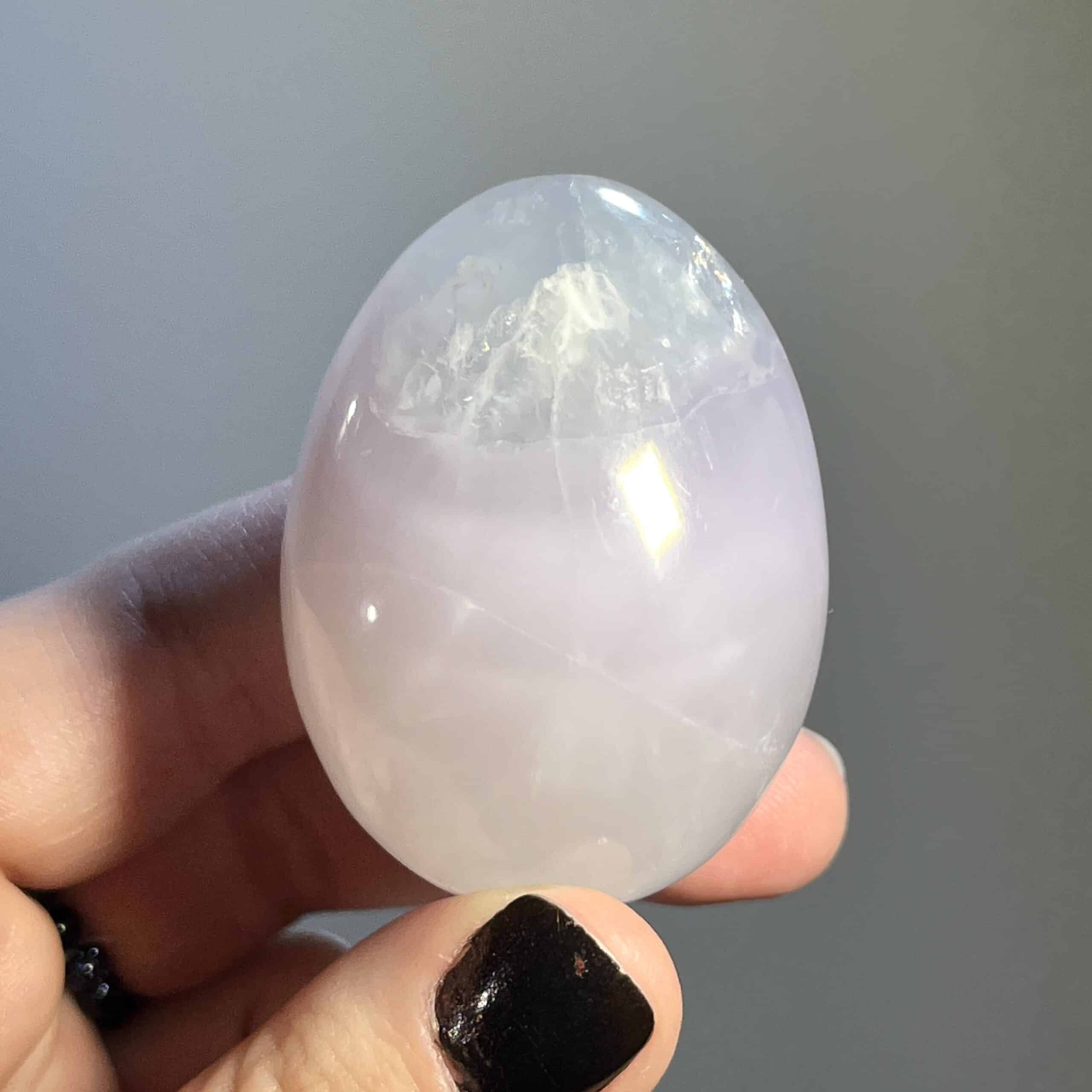 Fluorite (lavender) egg, display and palm piece, healing crystal - Image 2