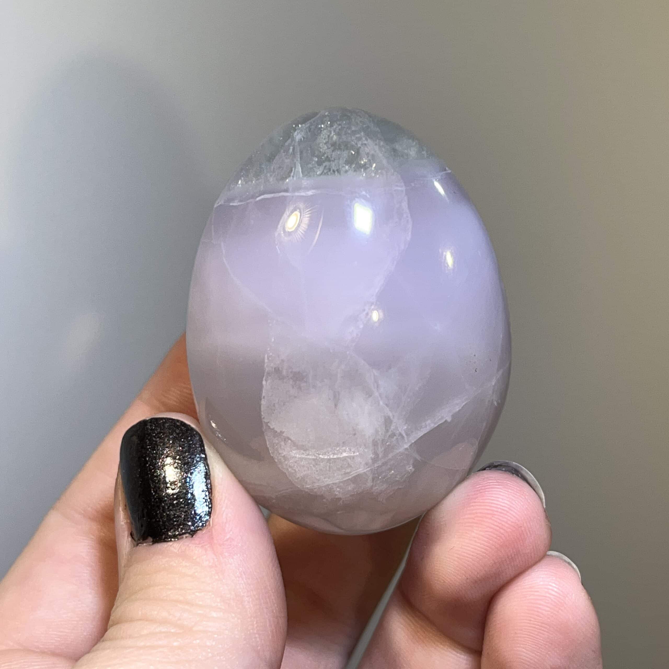 Fluorite (lavender) egg, display and palm piece, healing crystal