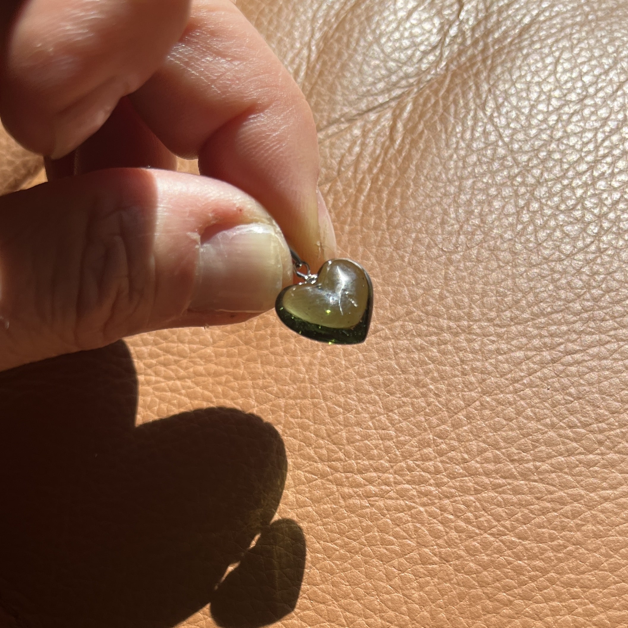 Moldavite pendant heart for necklace (5.61ct) 'scar heart' healing crystal - Image 3